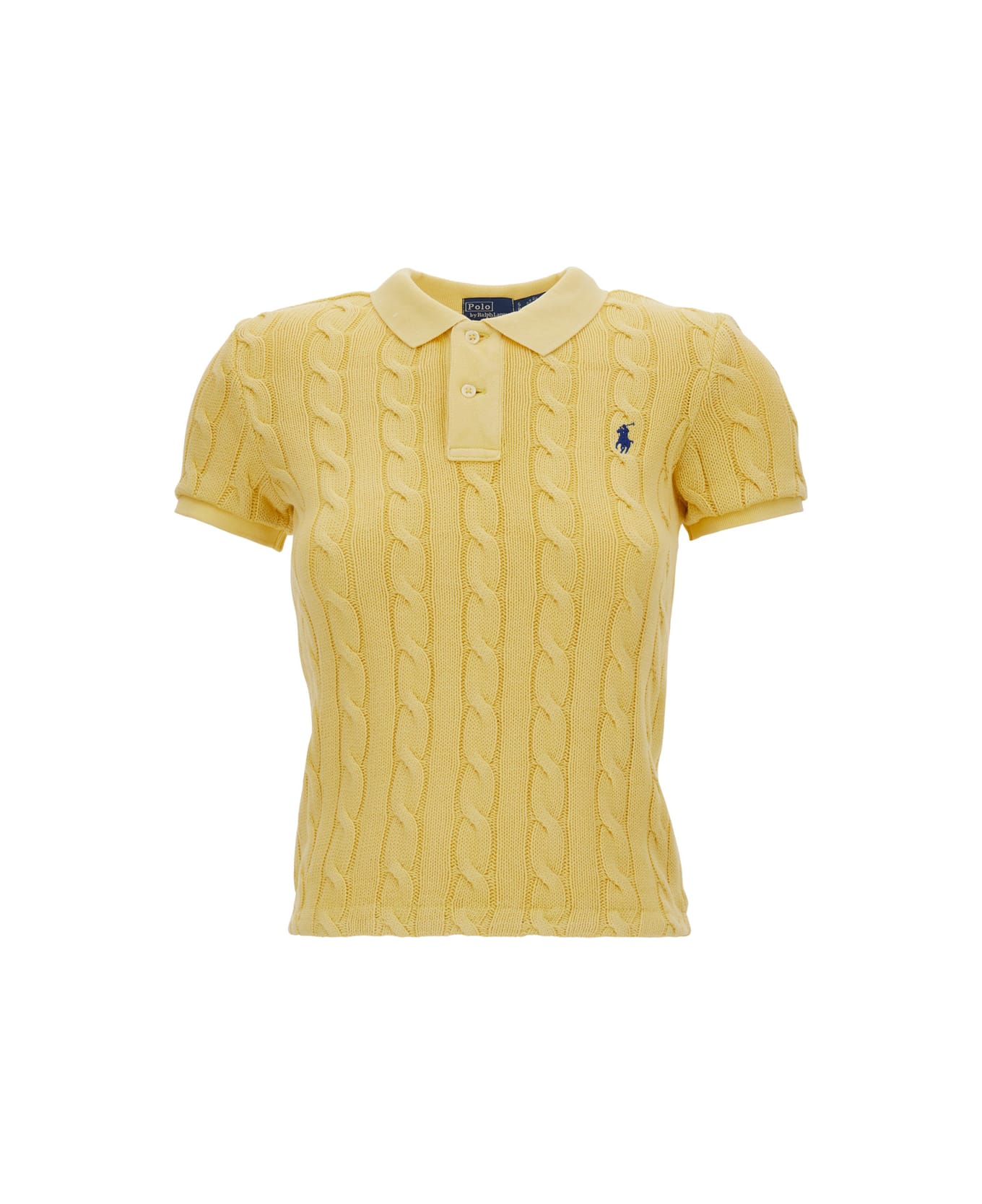 Polo Ralph Lauren Yellow Polo Pony Short Sleeve Shirt In Cotton Woman - Yellow