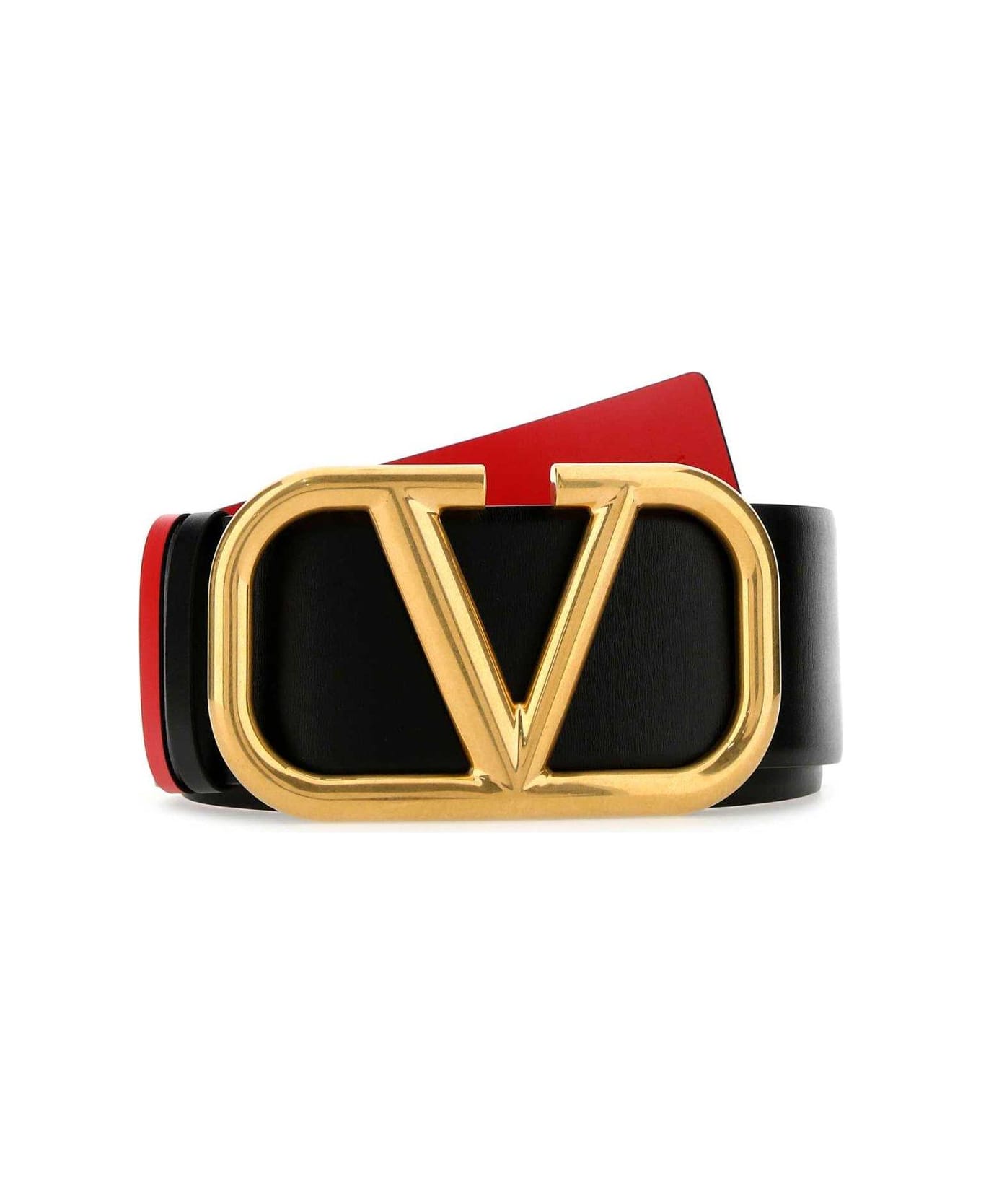 Valentino Garavani Vlogo Signature Reversible Belt - NERO-ROUGE PUR ベルト