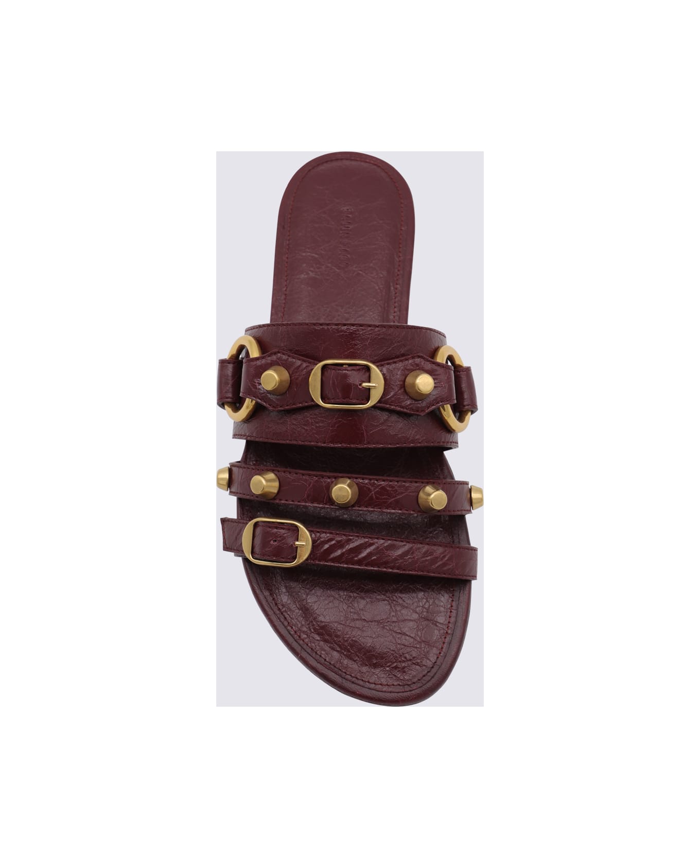 Balenciaga Bordeaux Leather City Flats - BORDEAUX/GOLD