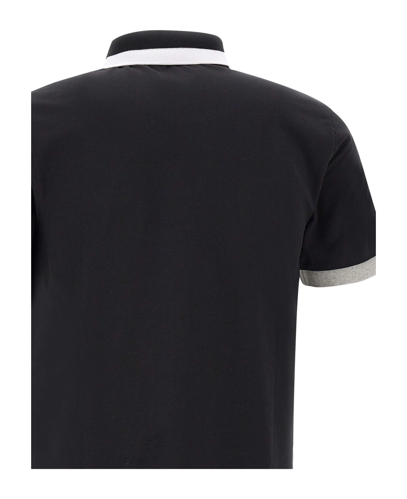 Sun 68 "big Stripe" Cotton Polo Shirt - BLACK