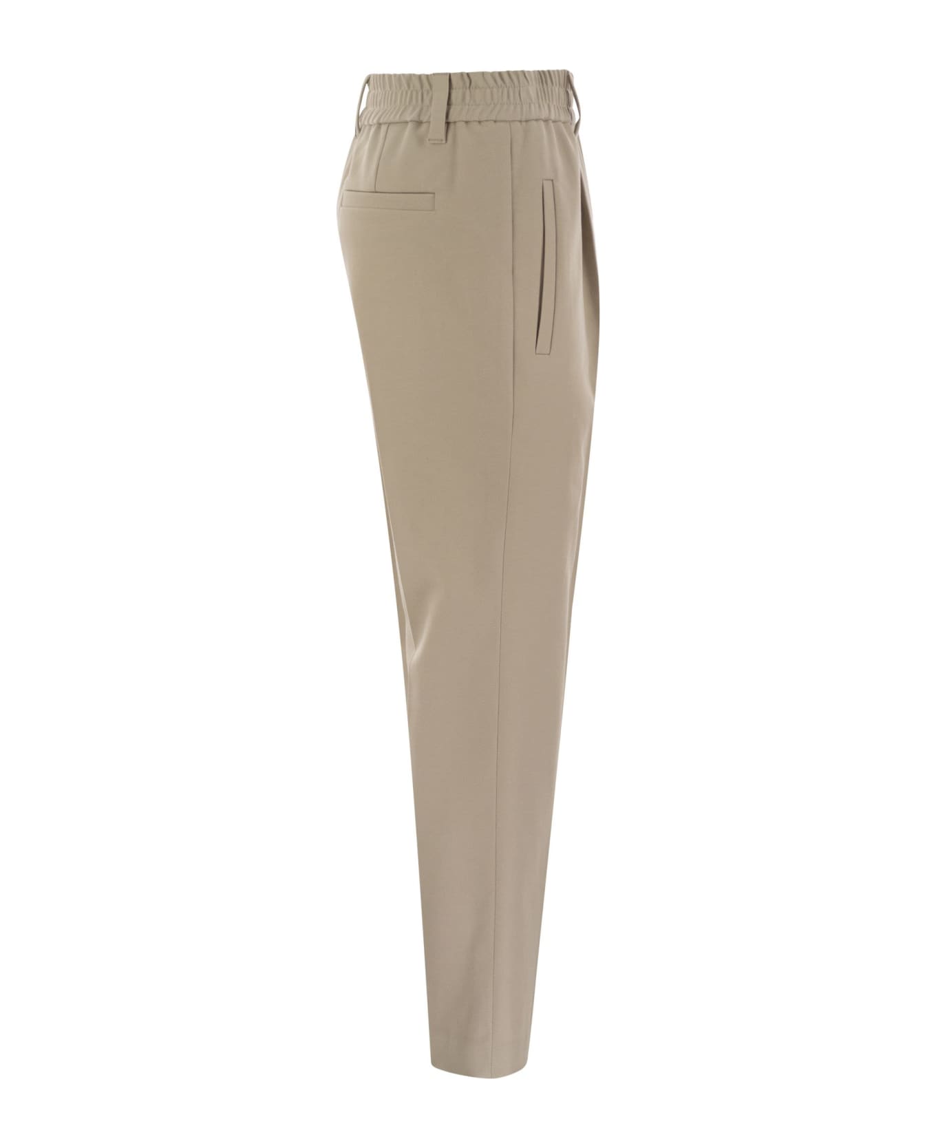 Brunello Cucinelli Stretch Cotton Cover-up Trousers With Jewellery - Sand