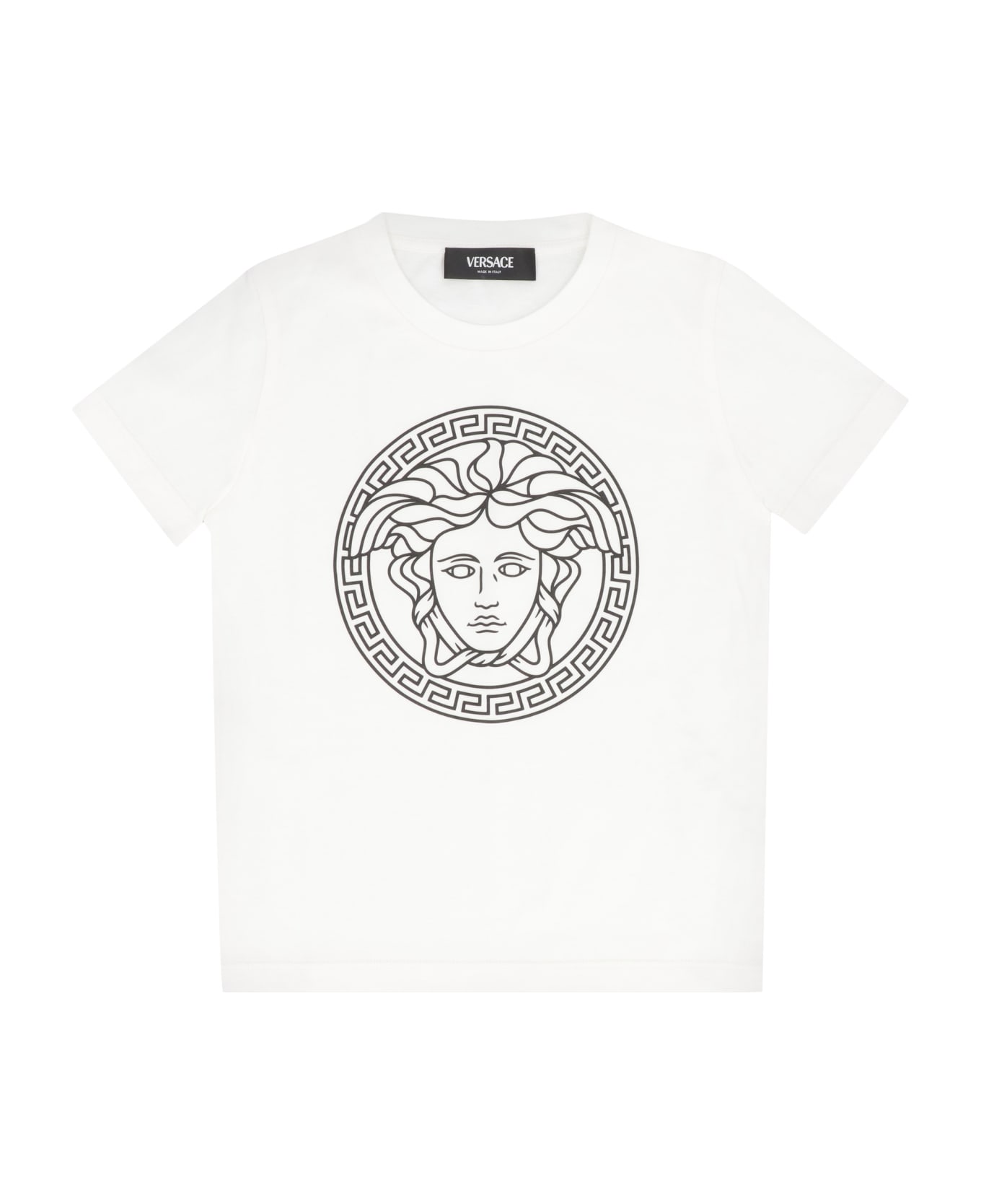 Young Versace Printed Cotton T-shirt - White