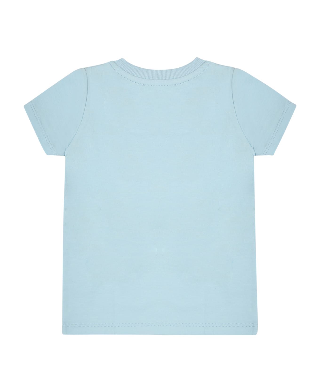 Moschino Light Blue Dress For Baby Girl With Teddy Bear And Logo - Light Blue