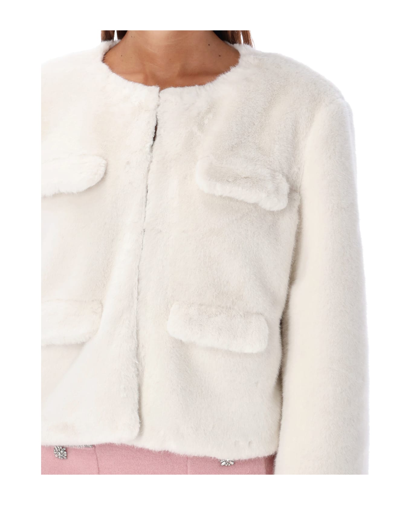 self-portrait Eco Fur Jacket - CREAM