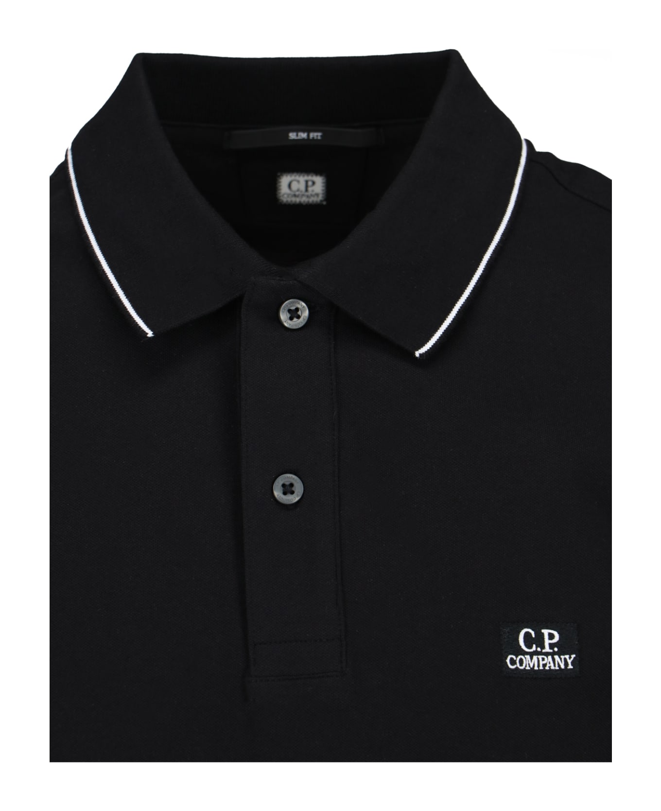 C.P. Company Logo Polo Shirt - Black  