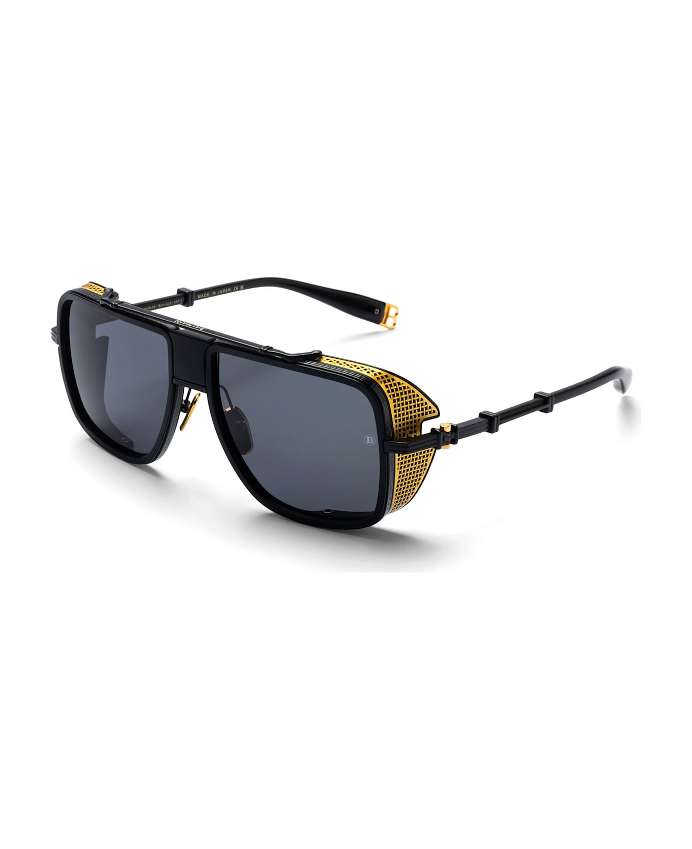 Balmain O.r. - Matte Black / 18k Gold Sunglasses - Black/gold