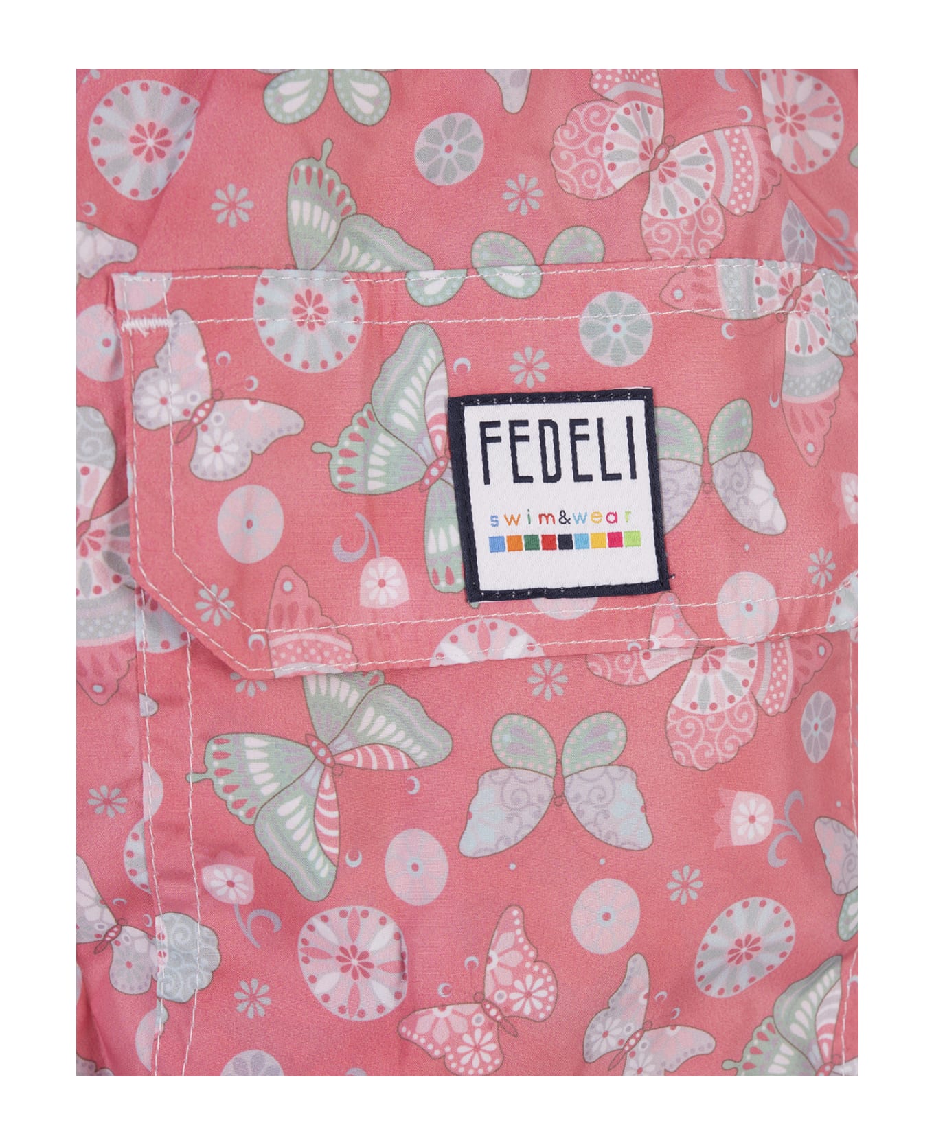 Fedeli Pink Swim Shorts With Butterfly Print - Pink スイムトランクス