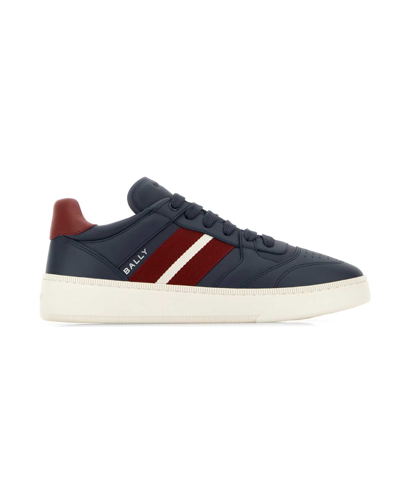 Bally Navy Blue Leather Rebby Sneakers - MARINEBALLYRED