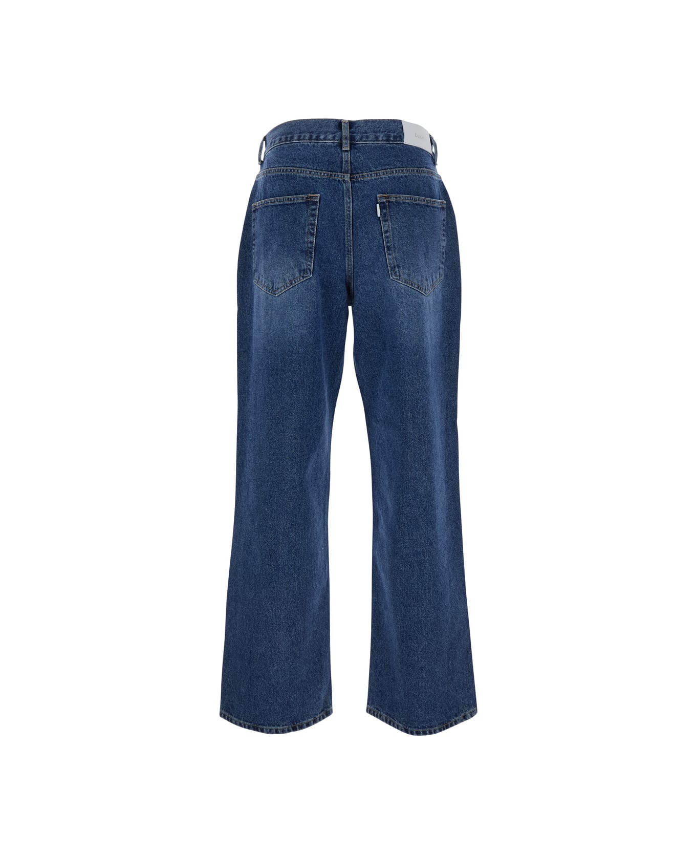 Dunst Blue Five Pocket Jeans With Logo Patch On The Back In Denim Man - Blu