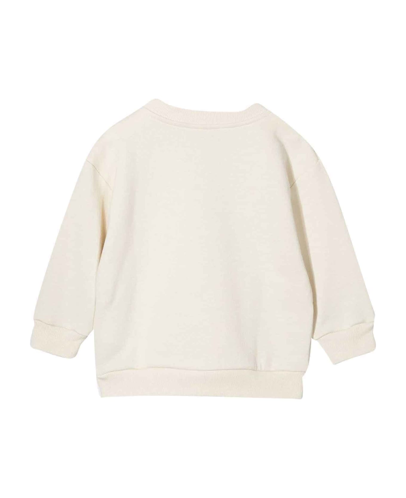 Gucci White Sweatshirt With Multicolor Frontal Press, Round Neck And Long Sleeve - Multicolor