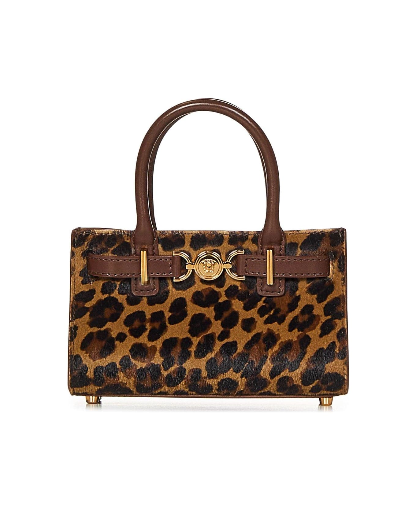 Versace Medusa-plaque Leopard Printed Tote Bag - Brown