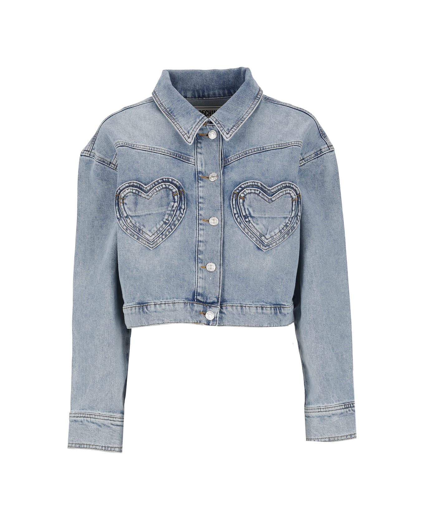 M05CH1N0 Jeans Heart Pockets Denim Jacket - Light Blue ブレザー