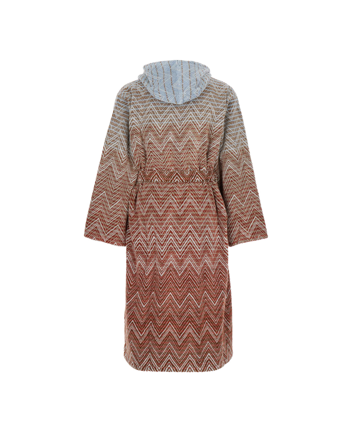Missoni 
stone
 Red Bathrobe With Hood And All-over Zigzag Motif In Cotton Home - Red
