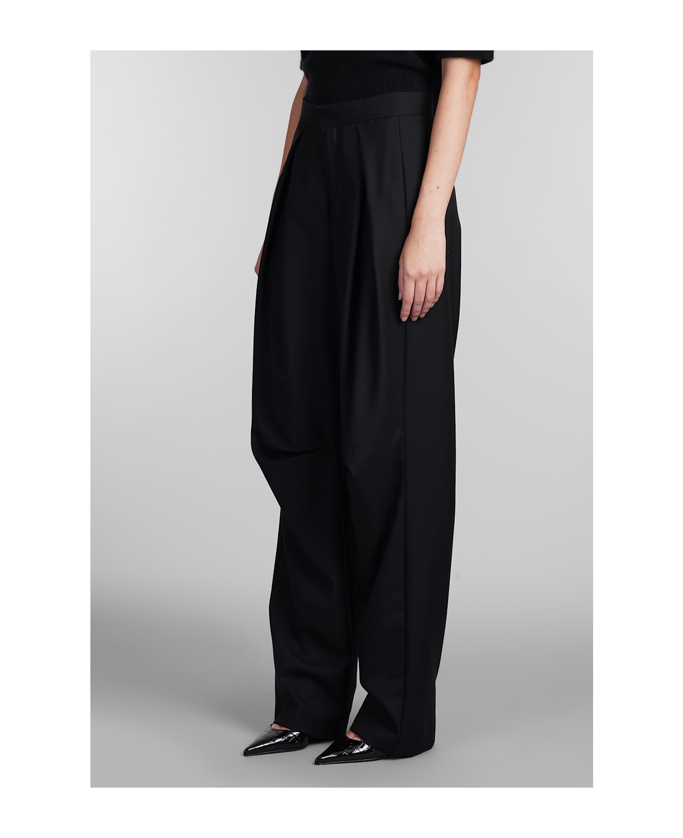 Laneus Pants In Black Wool - black