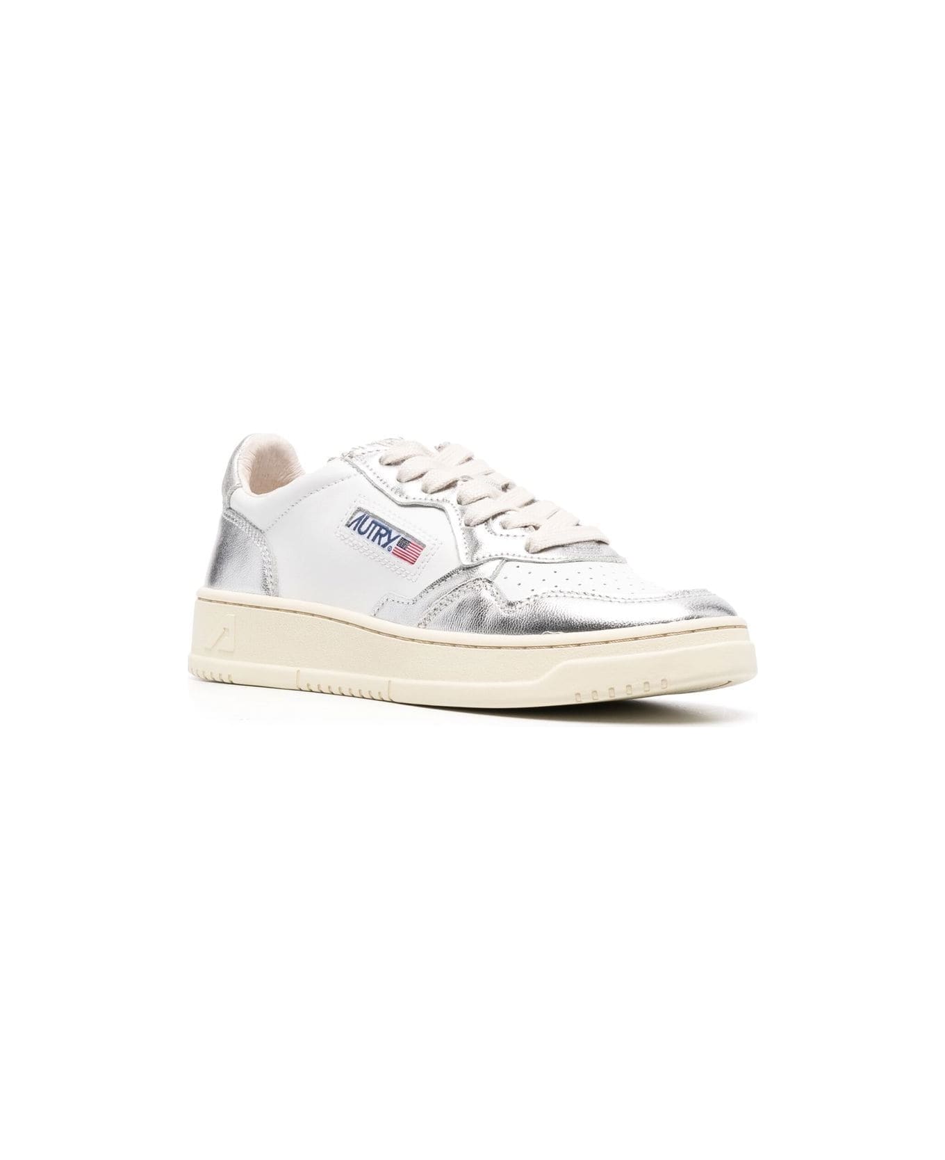 Autry Medialist Low Leather Sneakers - Silver