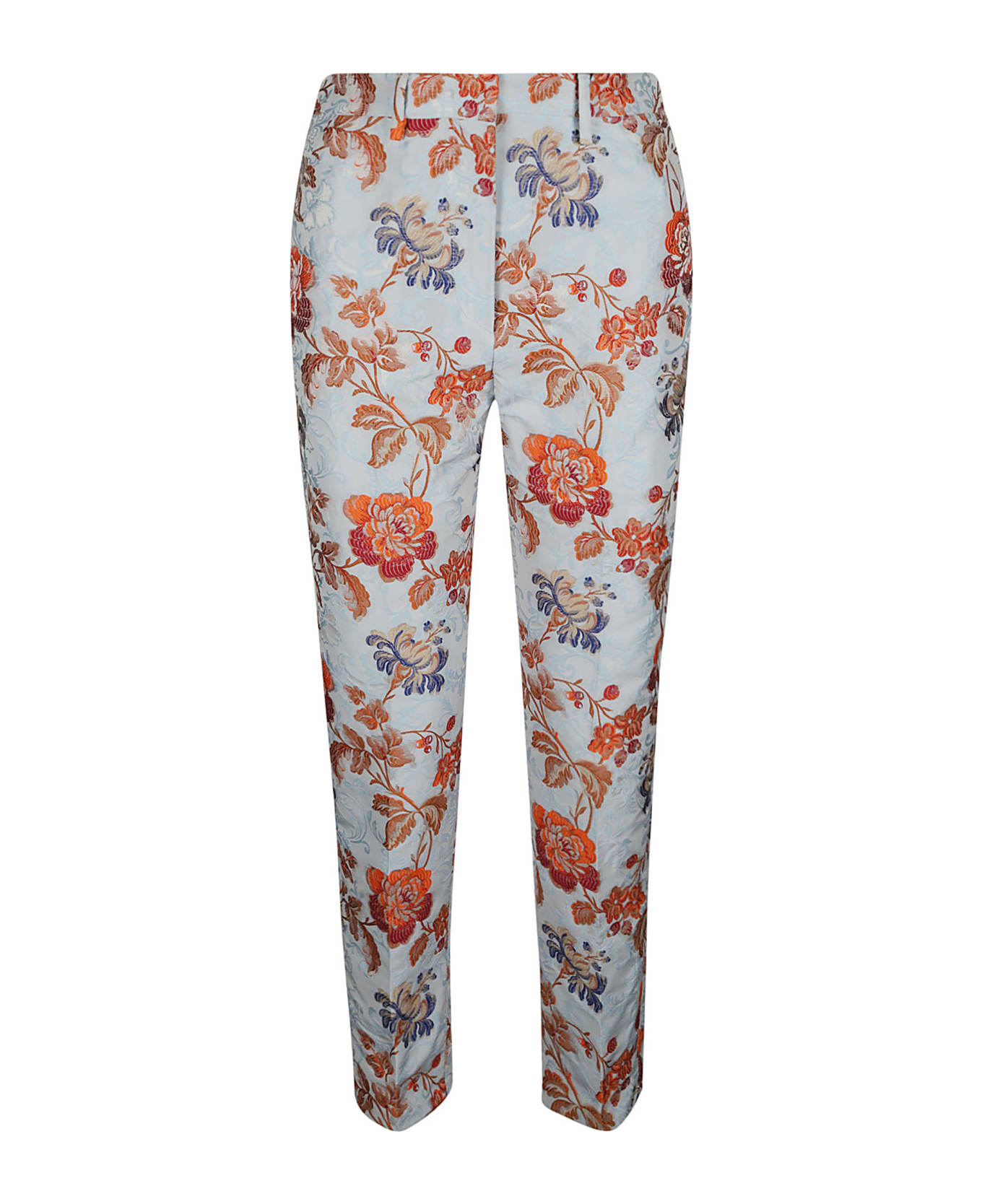 Etro Floral Print Trousers - Azure/Orange
