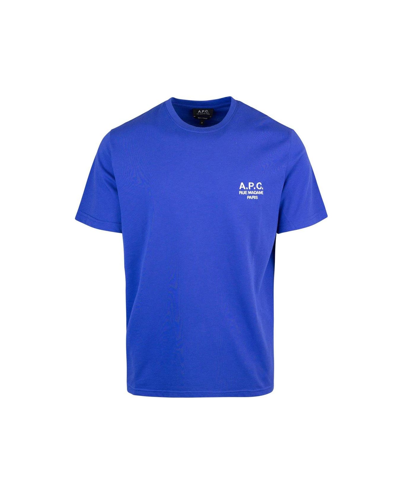 A.P.C. Logo Printed Crewneck T-shirt - Blue