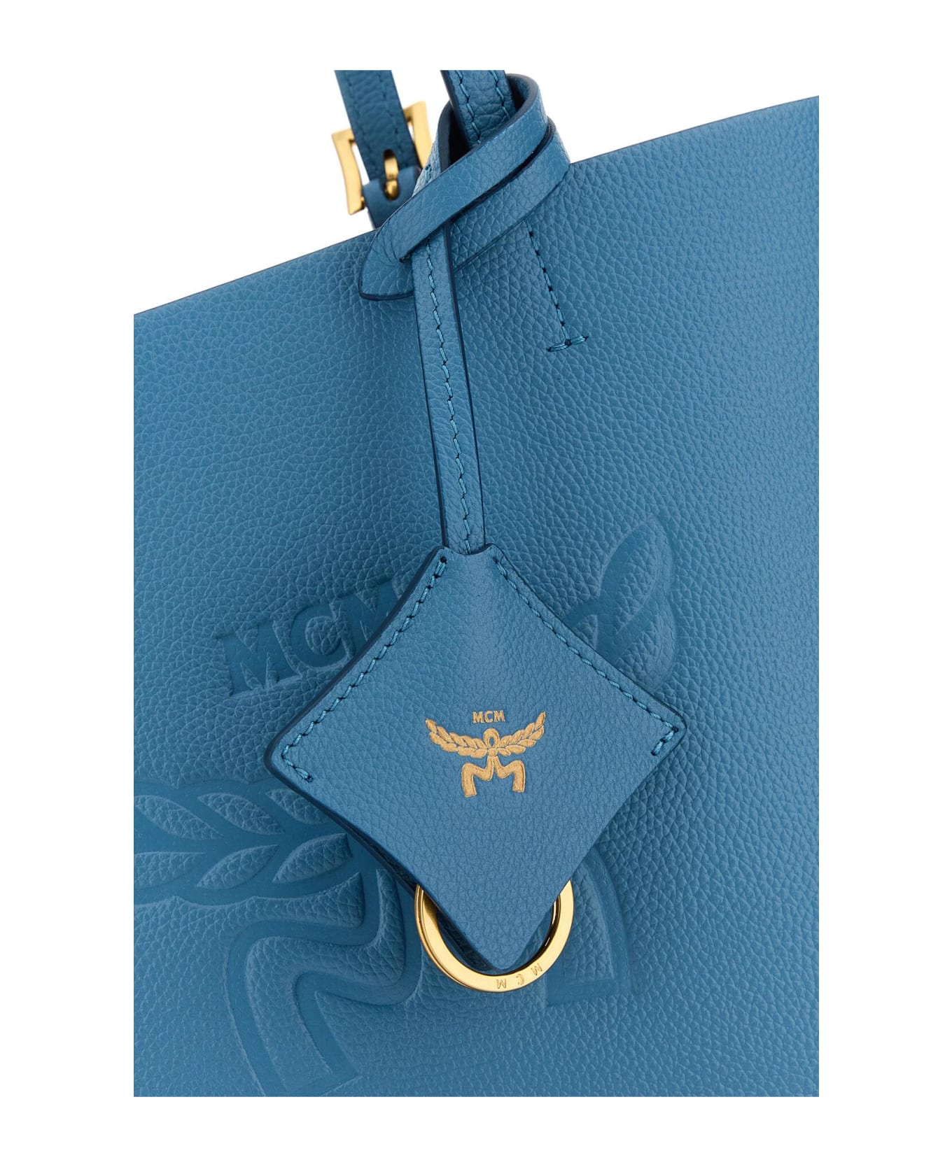 MCM Turquoise Leather Mini Himmel Shopping Bag - BLUE