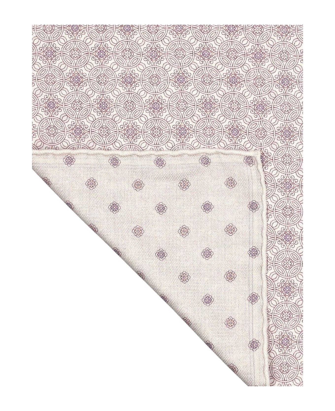 Brunello Cucinelli Geometric-printed Finished Edge Pocket Square - Yellow Cream スカーフ