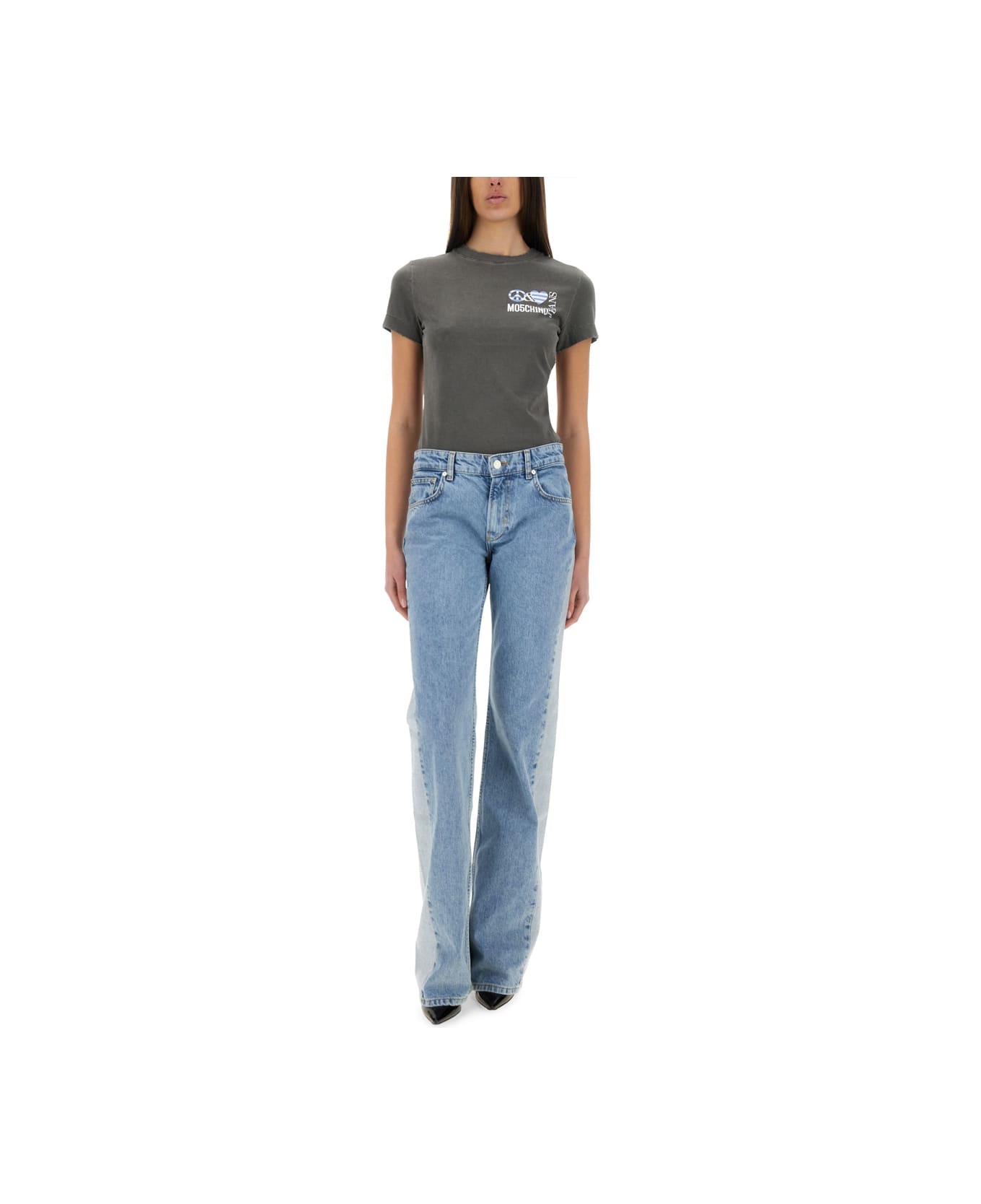 M05CH1N0 Jeans T-shirt With Logo - BLACK