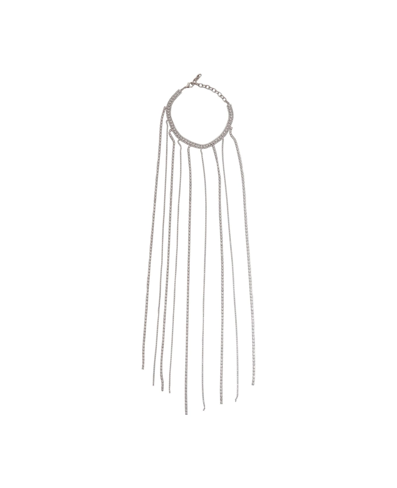 Silvia Gnecchi Silver-colored Necklace With All-over Applied Glass Crystals And Adjustable Clasp In Brass Woman - Metallic