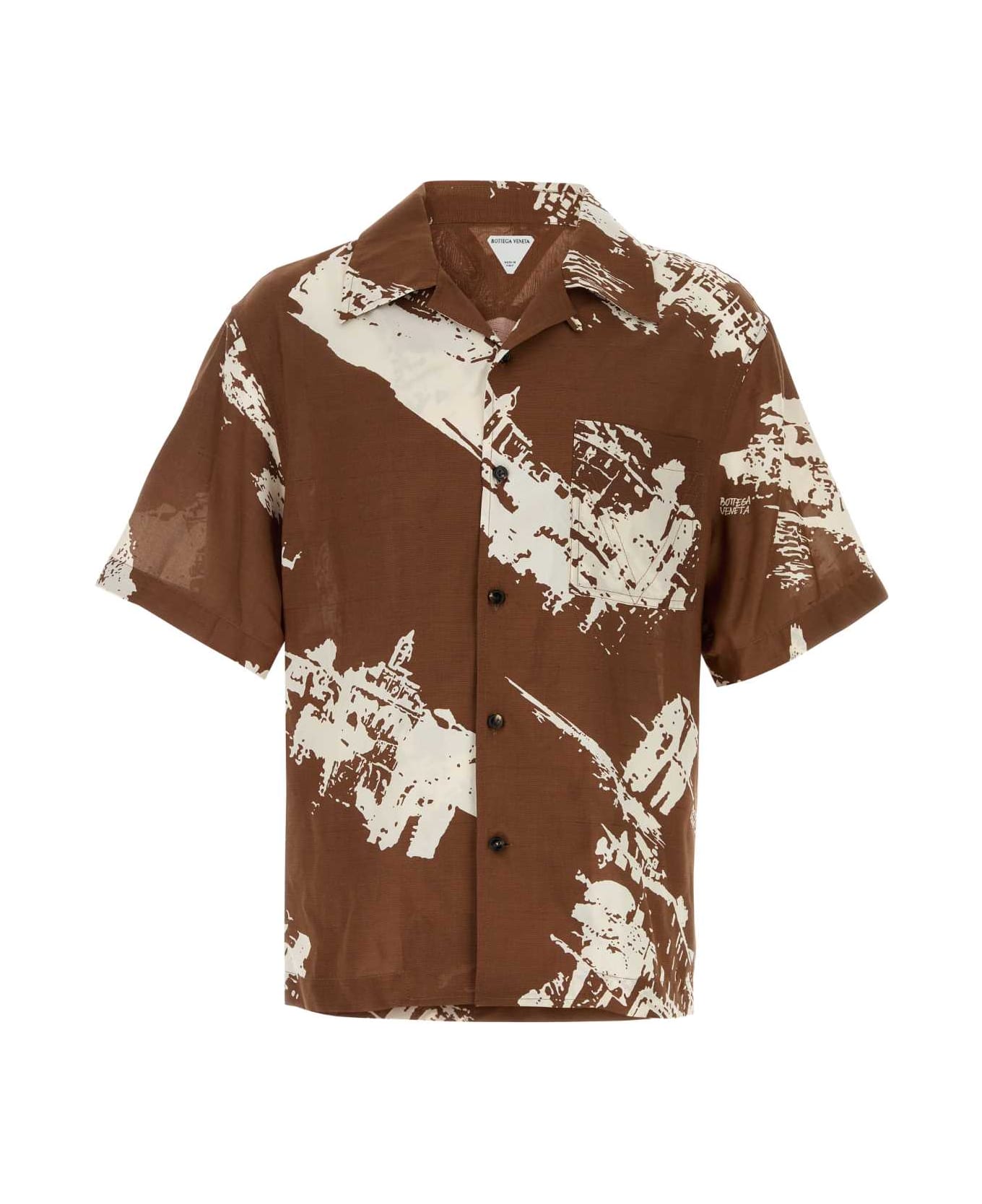 Bottega Veneta Printed Silk Blend Shirt - PECAN