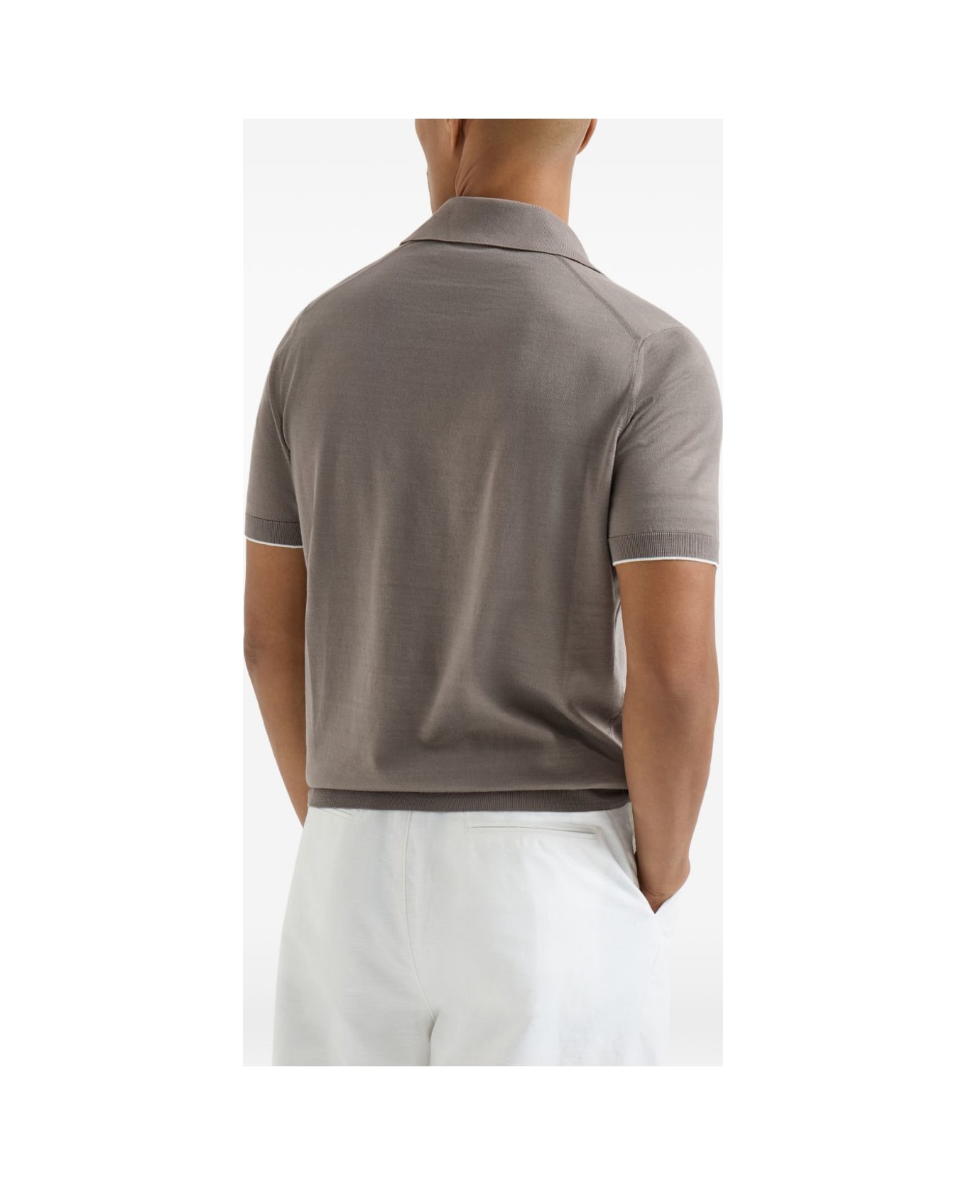 Brunello Cucinelli Logo Cotton Polo Shirt - Marrone chiaro