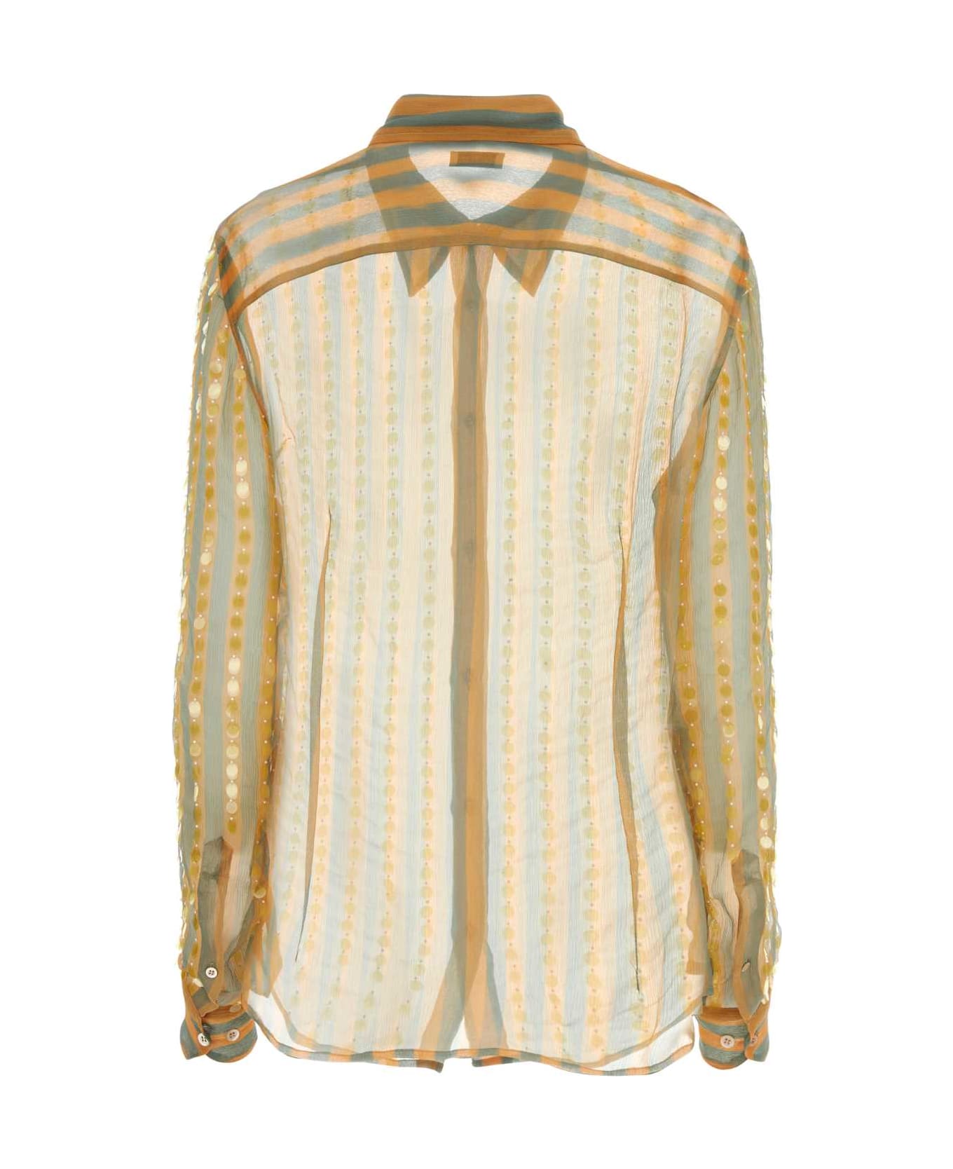 Dries Van Noten Embroidered Silk Chowy Shirt - PEACH