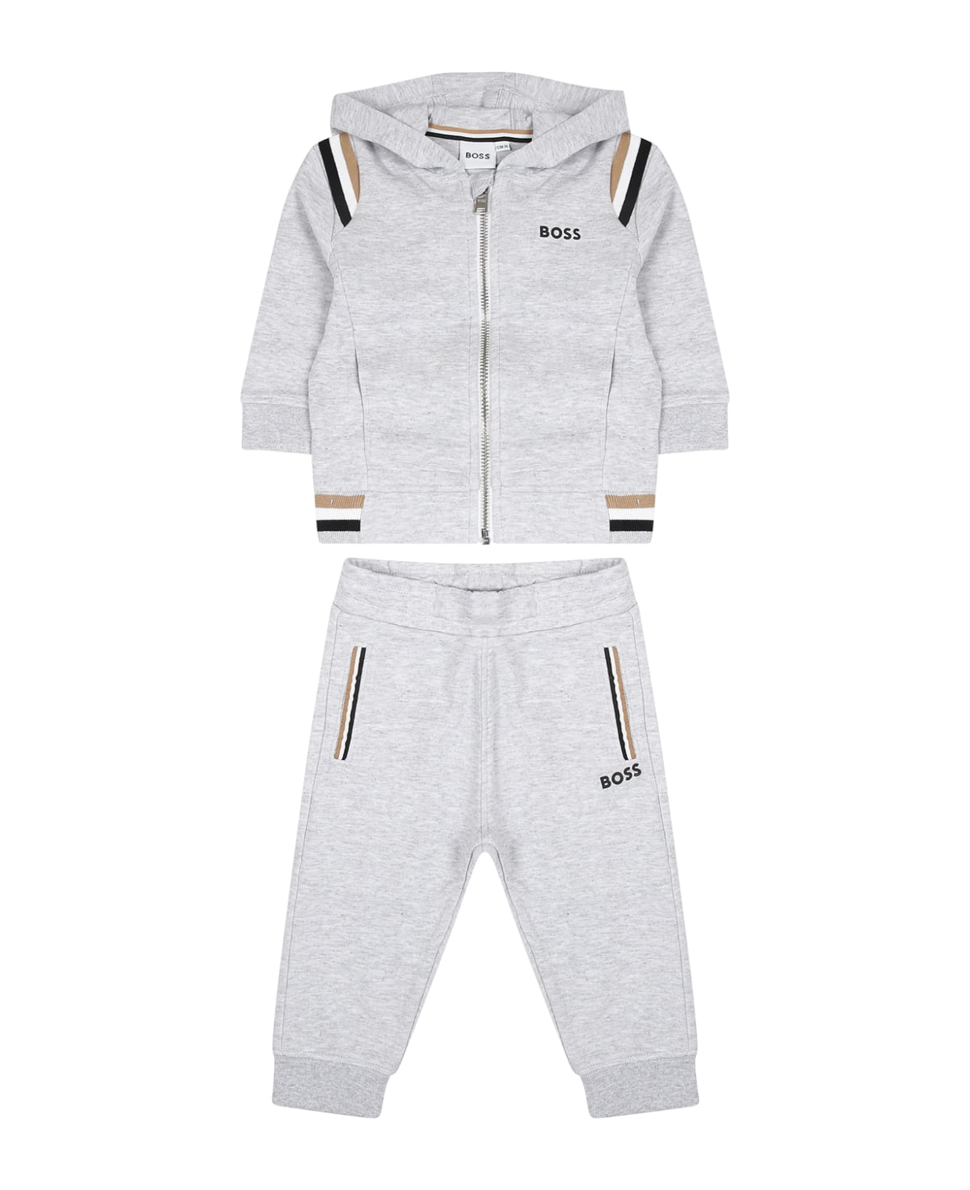 Hugo Boss Grey Suiit For Baby Boy With Logo - Grey ボトムス