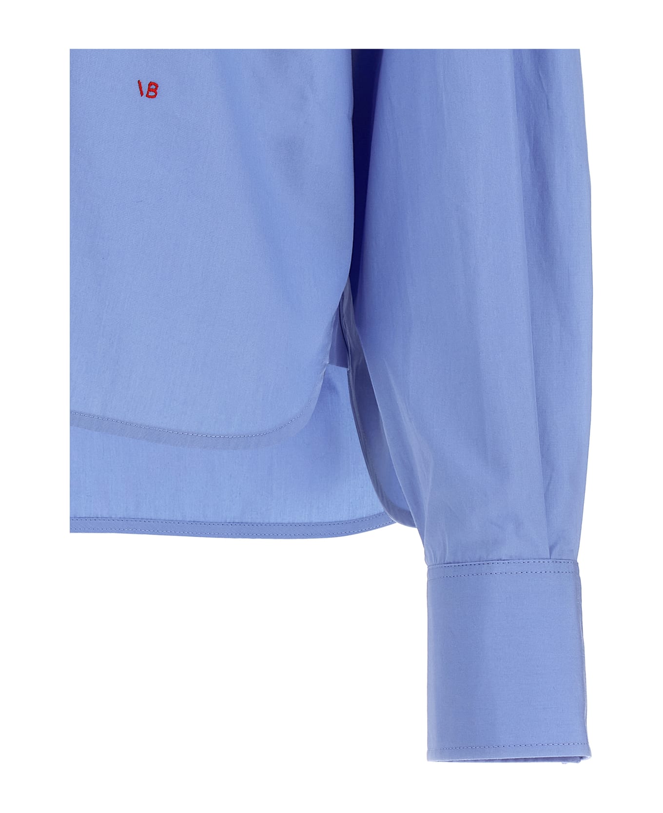 Victoria Beckham Cropped Shirt With Logo Embroidery - Light Blue シャツ