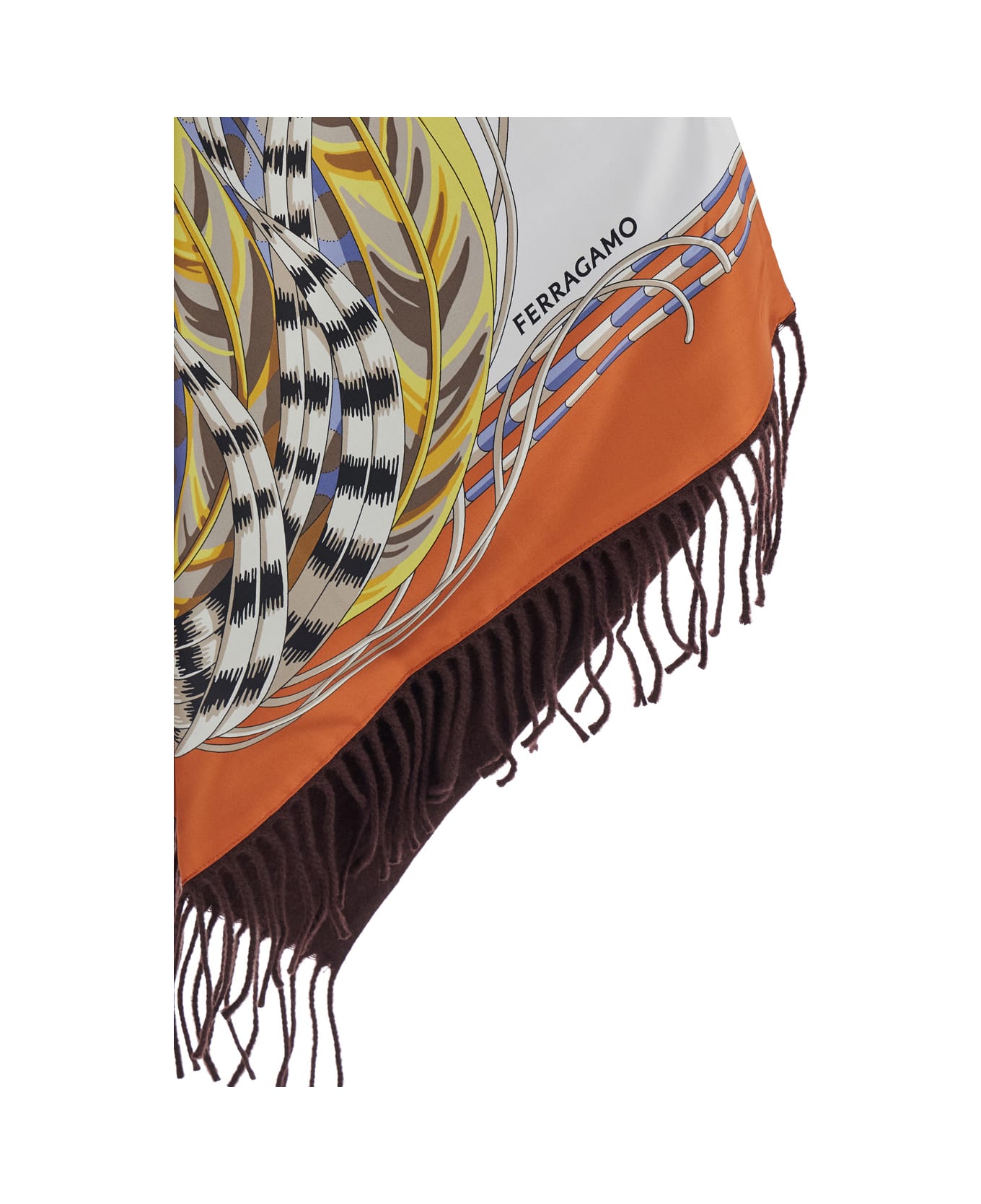 Ferragamo Brown Cape With Fringed Hem In Wool And Cashmere Woman - Brown