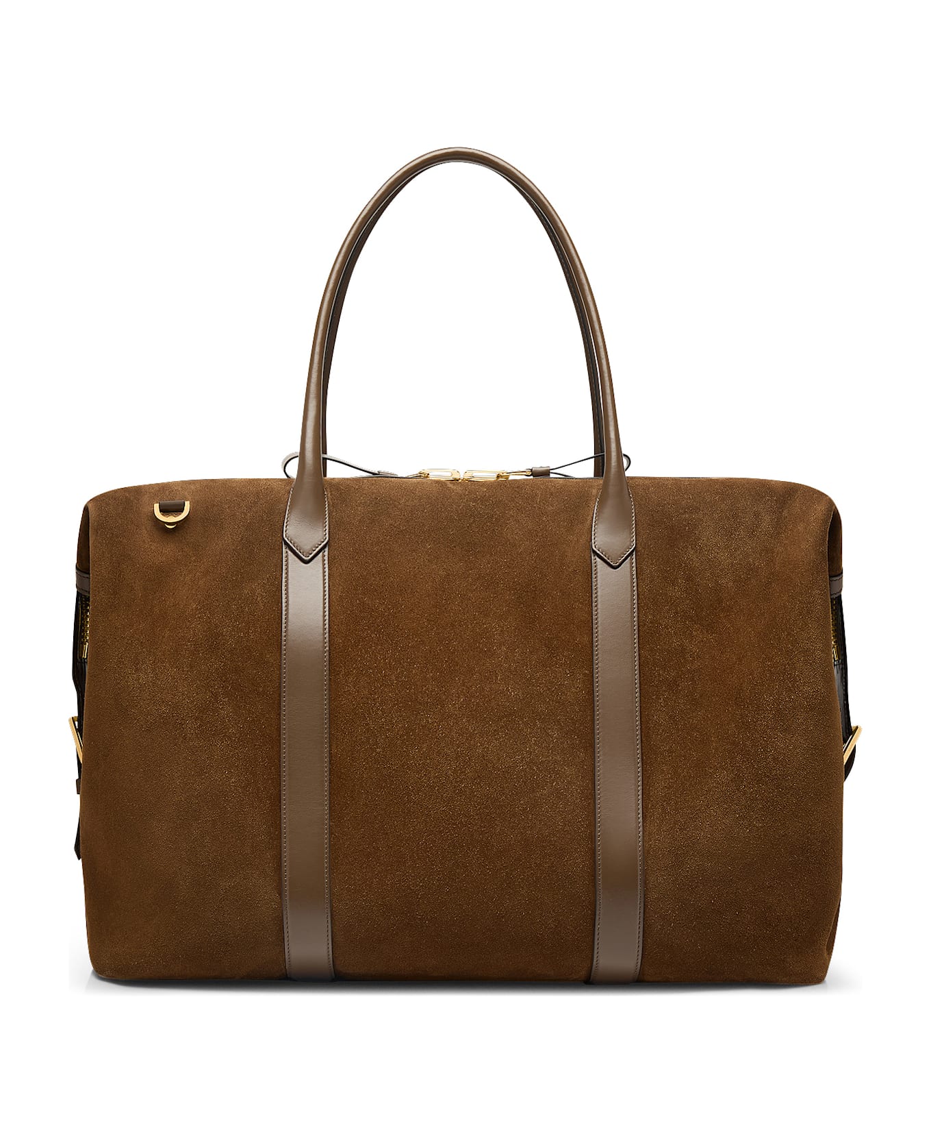 Tom Ford Suede Travel Bag With Leather Inserts - WALNUT