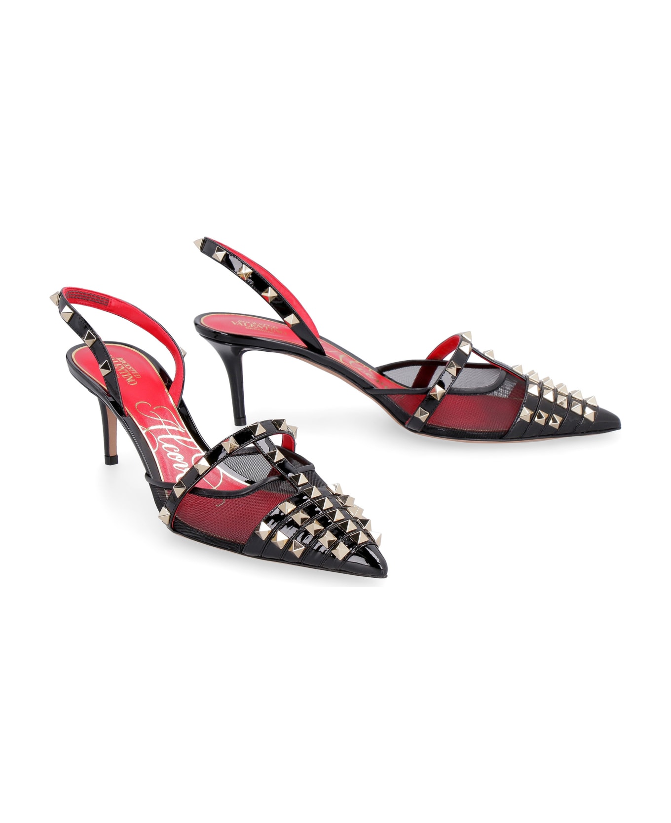 Valentino Garavani Studded Leather Slingbacks - black