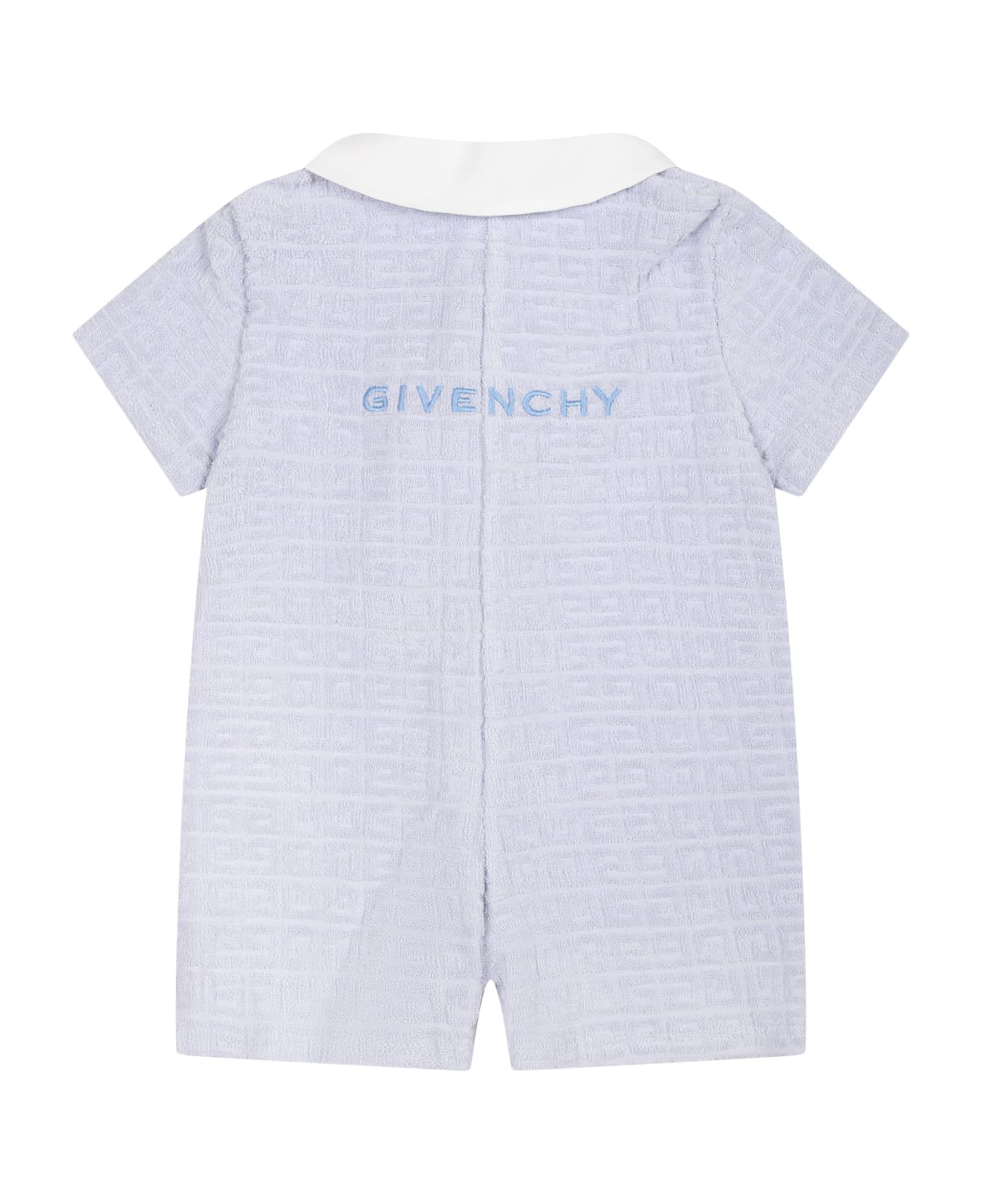 Givenchy Sky Blue Romper For Baby Boy With Logo - Light Blue ボディスーツ＆セットアップ
