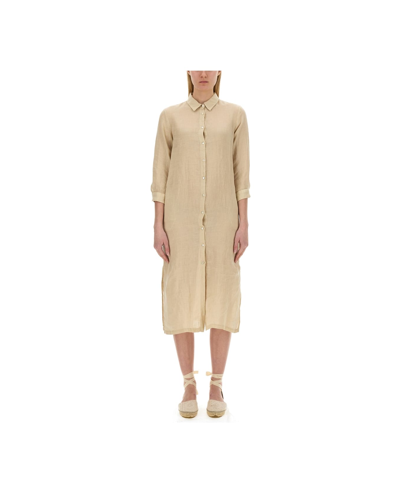 120% Lino Shirt Dress - BEIGE ワンピース＆ドレス