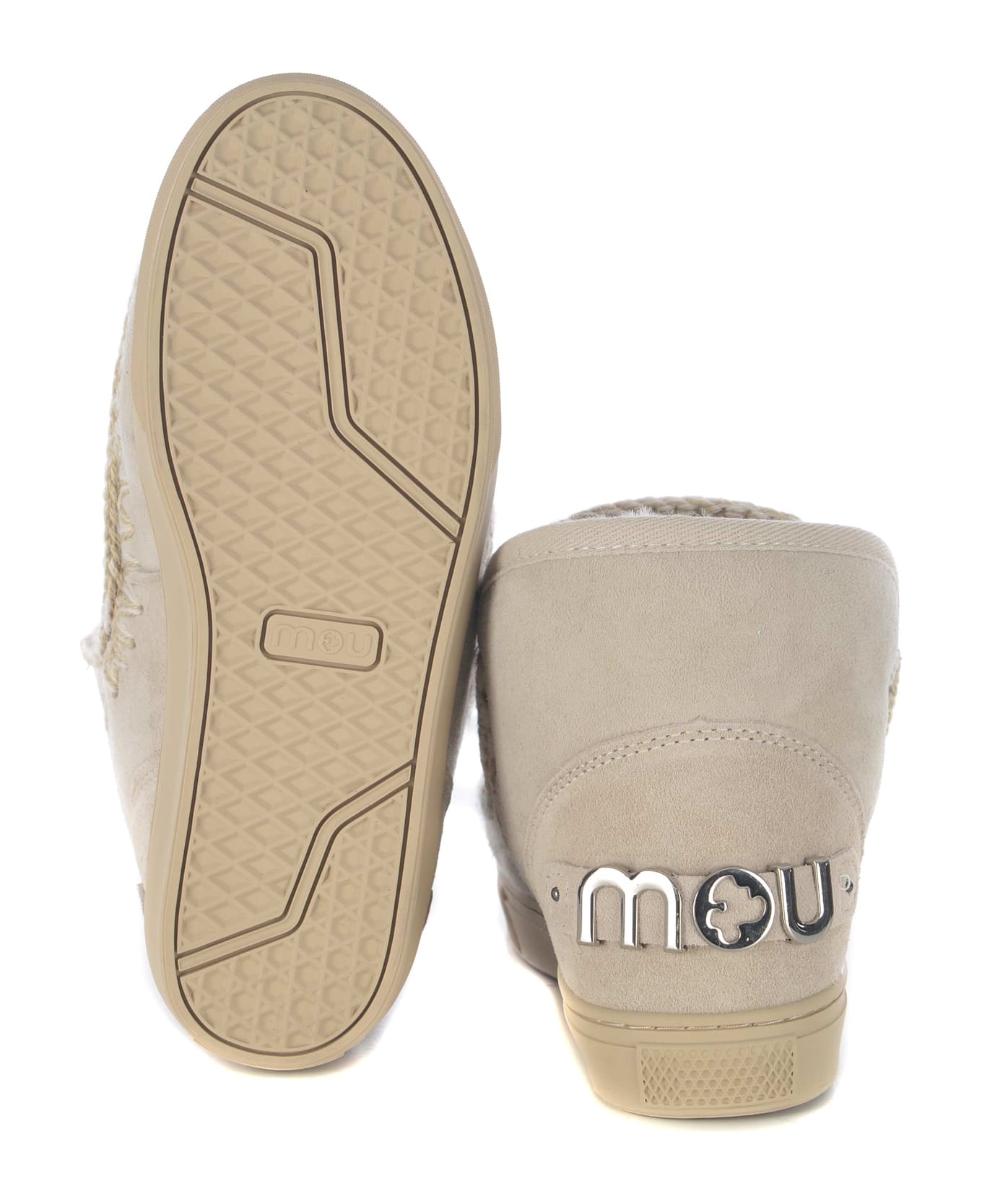 Mou Boots Mou "sneakers Metal Logo" Made In Suede - Beige