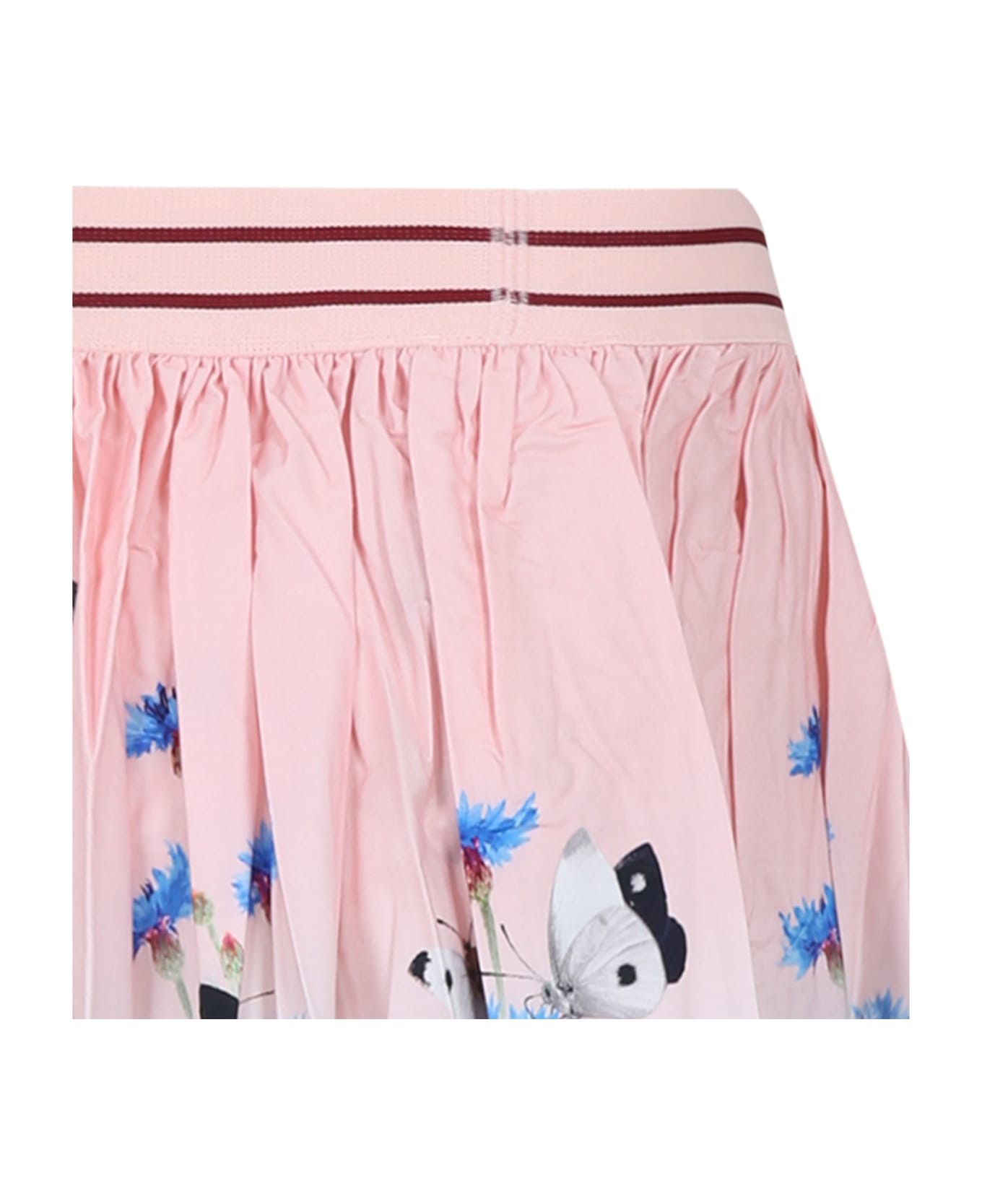 Molo Pink Skirt For Girl With Cat Print - Pink