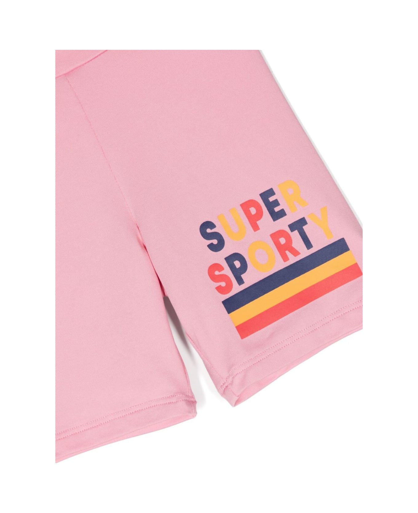 Mini Rodini Pink Biker Shorts With Super Sporty Print In Stretch Fabric Girl - Pink ボトムス