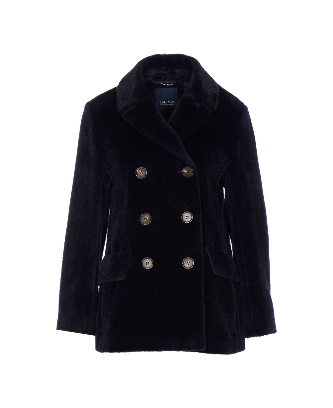 
S Max Mara Double-breasted Faux Fur Jacket - Blue