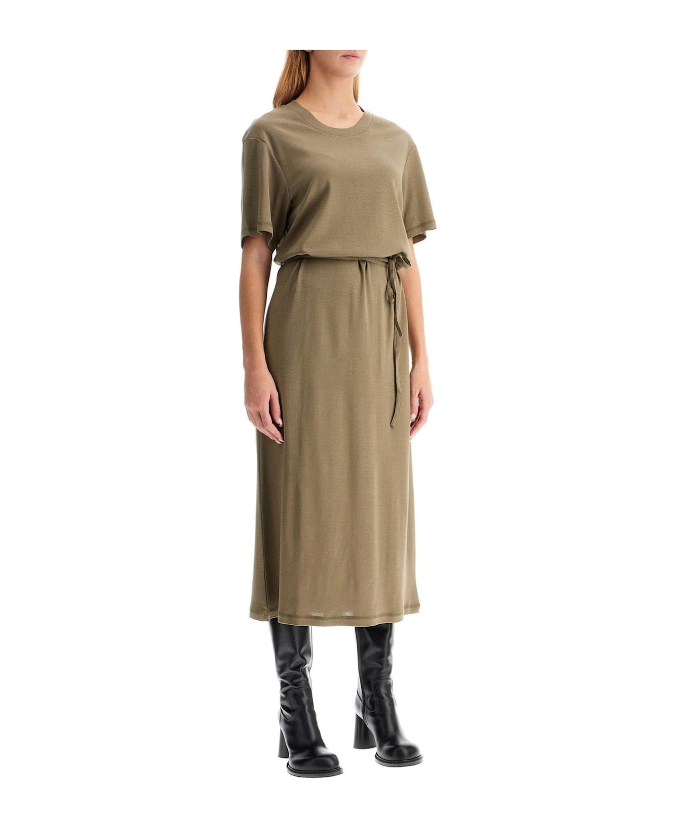 Lemaire Belted Crewneck Knitted Dress - GREEN BEIGE (Khaki) ワンピース＆ドレス