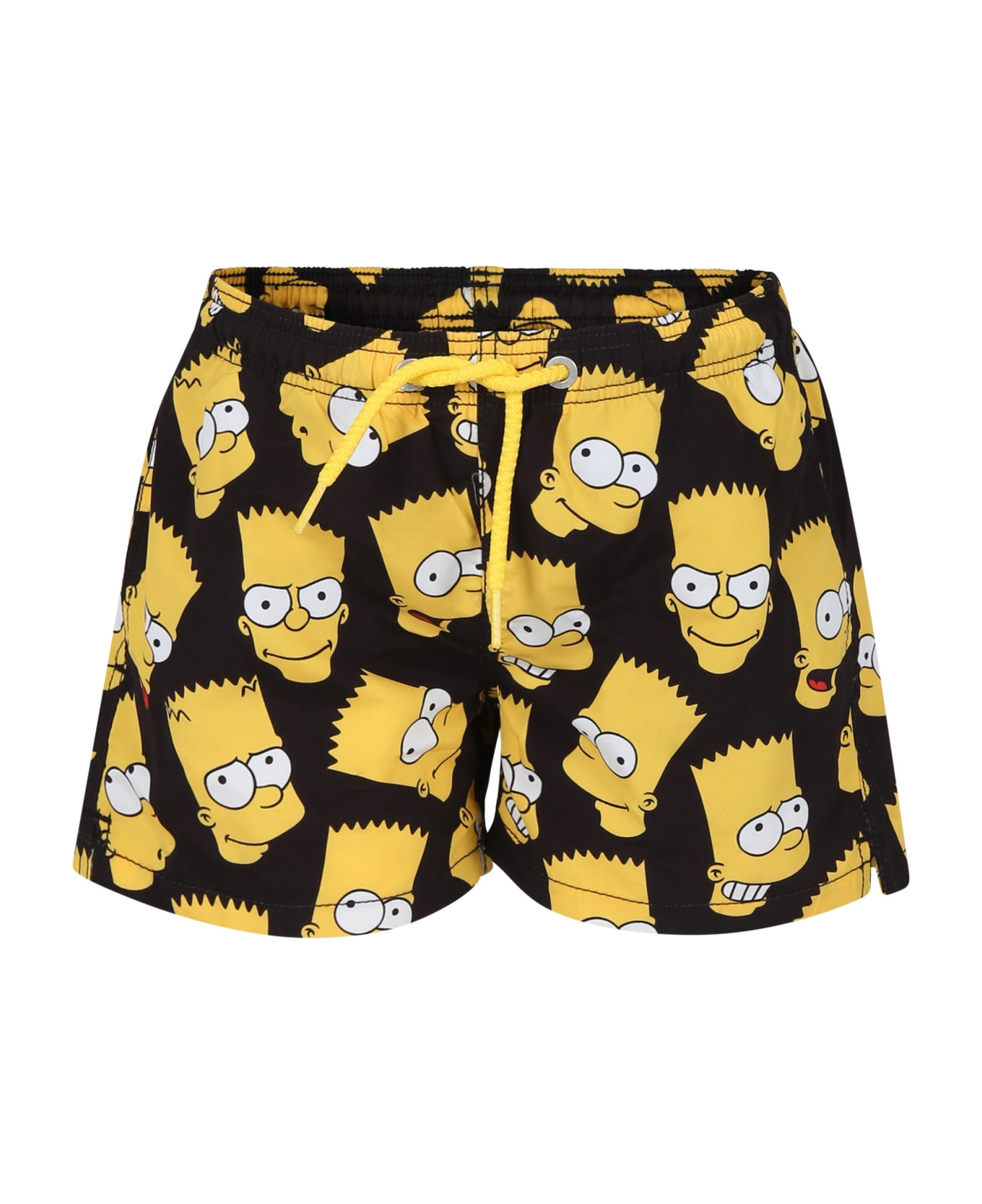 MC2 Saint Barth Black Swim Shorts For Boy With Bart Simpson Print And Logo - Black 水着