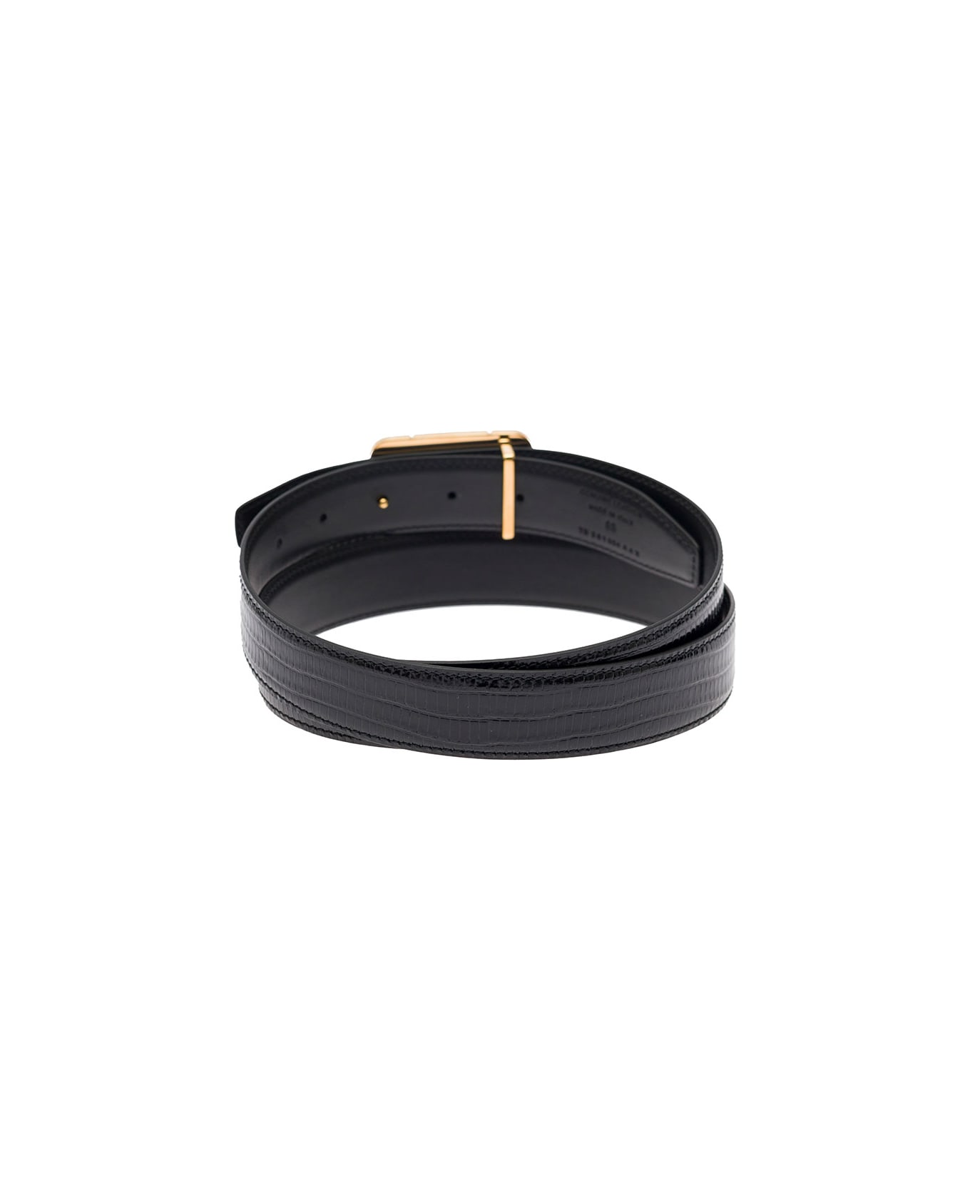 Tom Ford Black Belt With T Buckle In Smooth Leather Man - Black