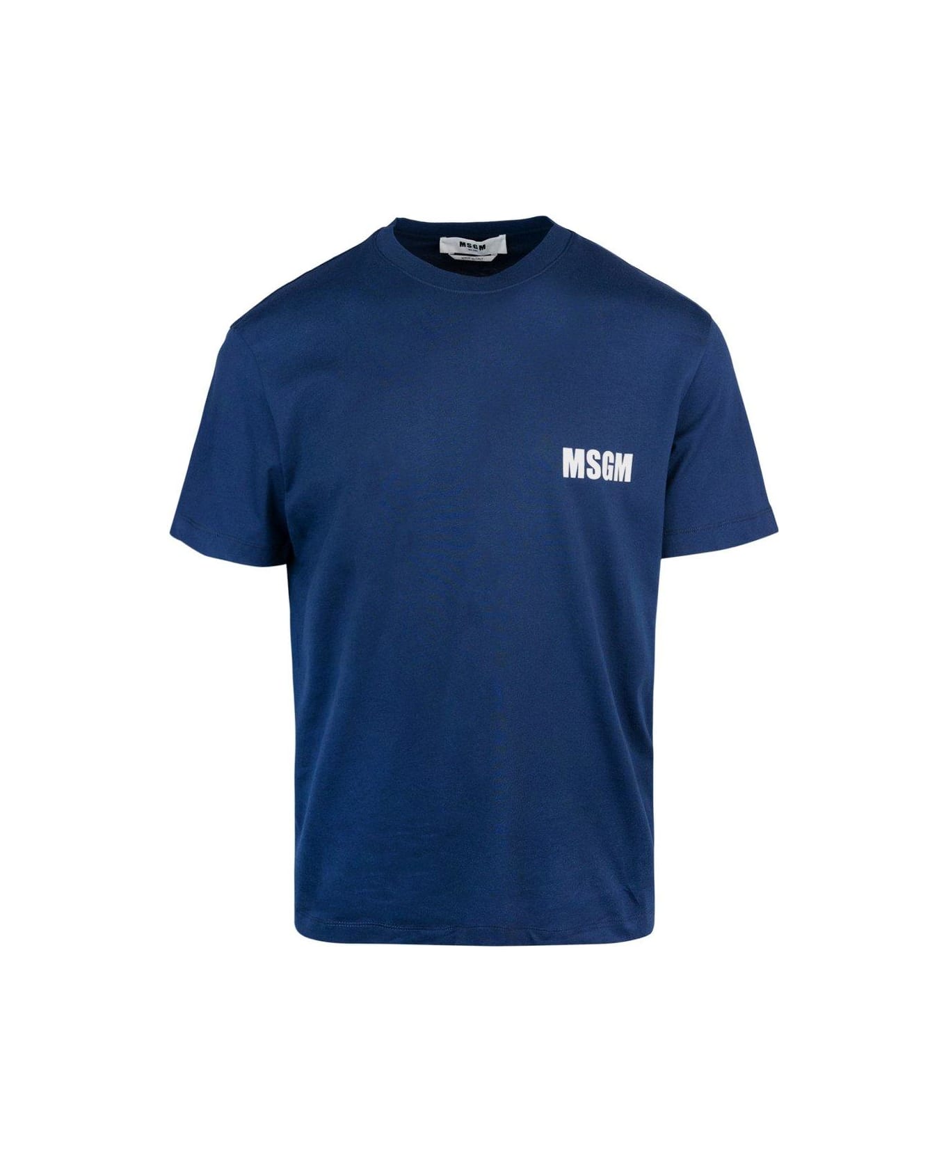 MSGM Logo Printed Crewneck T-shirt - Blue