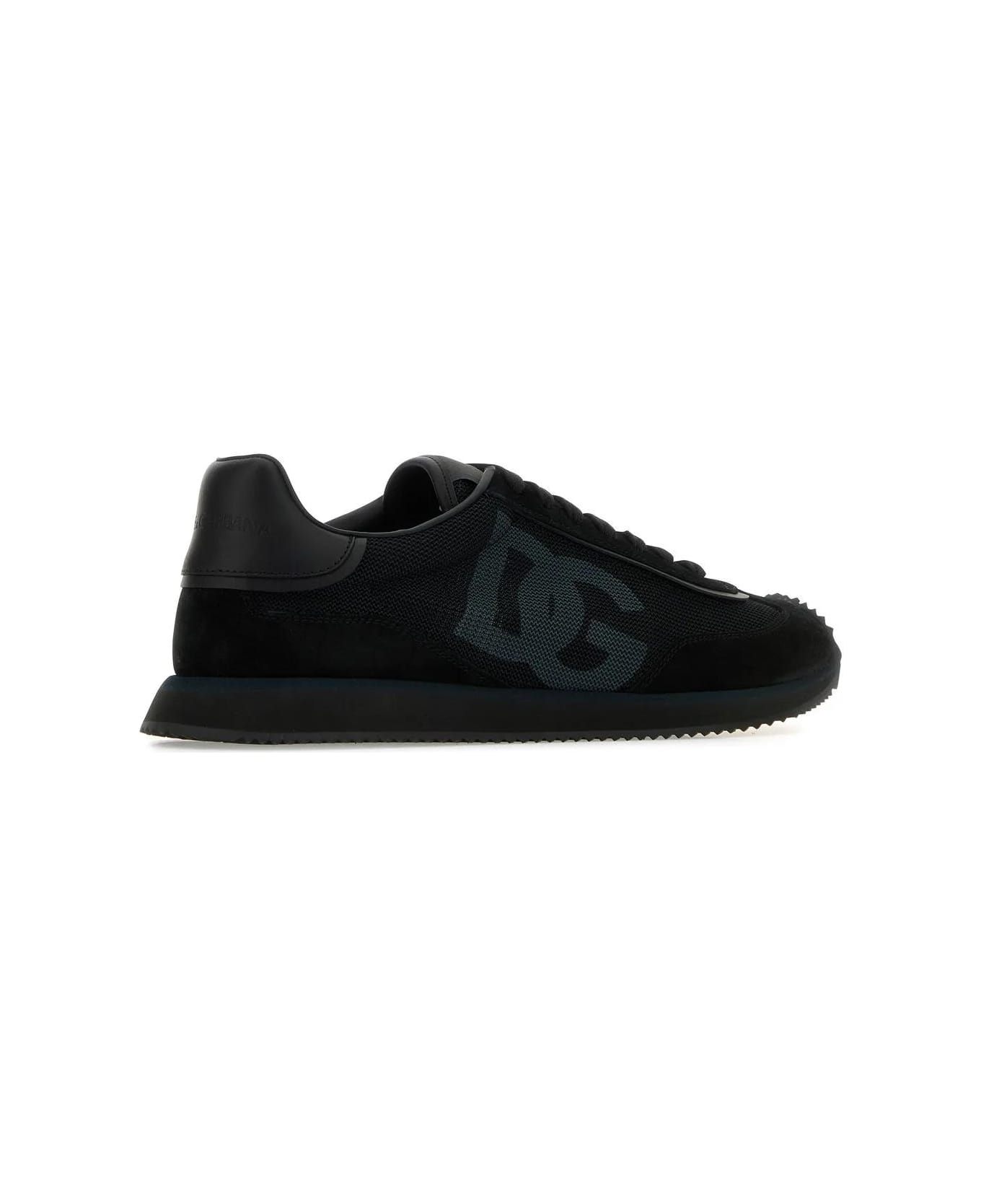 Dolce & Gabbana Black Suede And Mesh Dg Aria Sneakers - BLACK