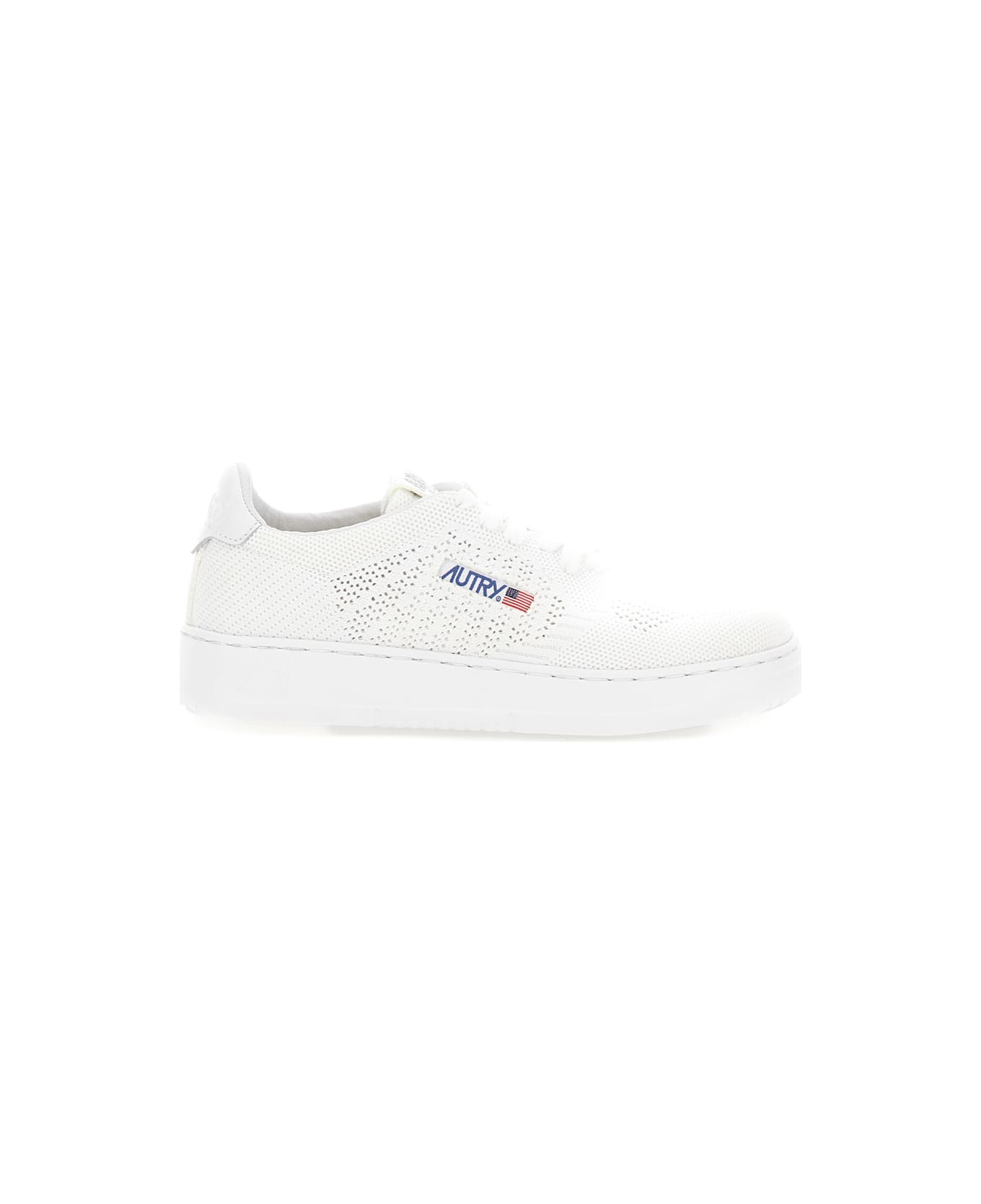 Autry 'medalist Easeknit' White Low Top Sneakers With Perforated Design In Knit Woman - White