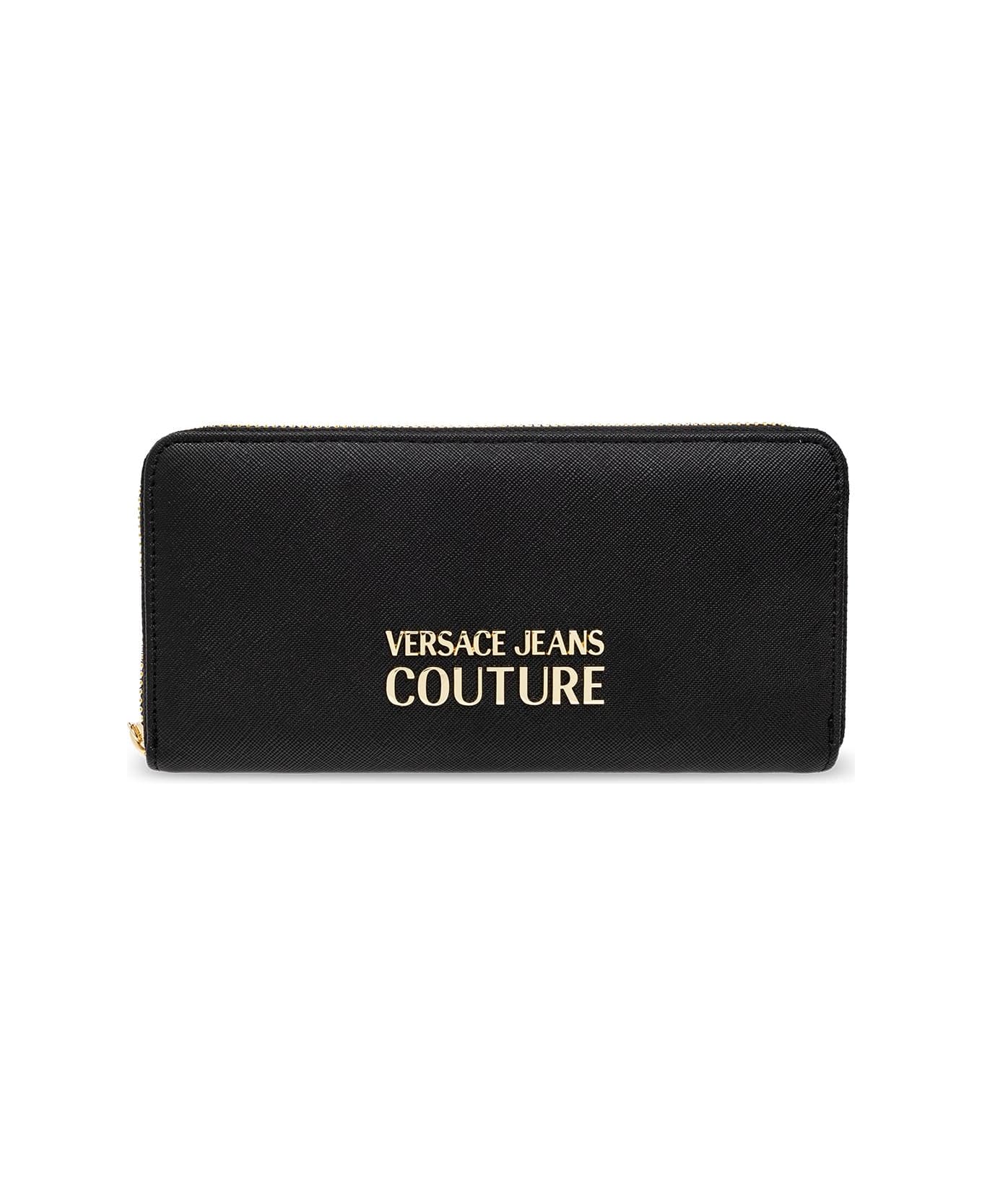 Versace Jeans Couture Logo Plaque Long Wallet - BLACK