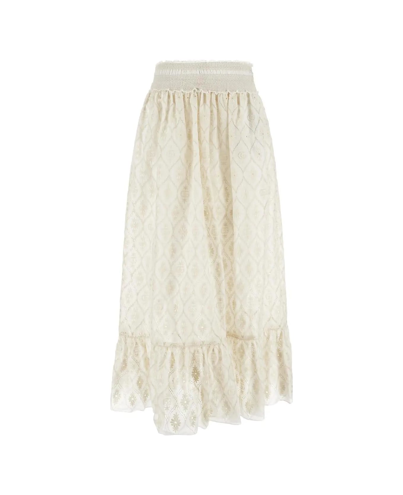 Gucci Double G Flower Lace Skirt - White