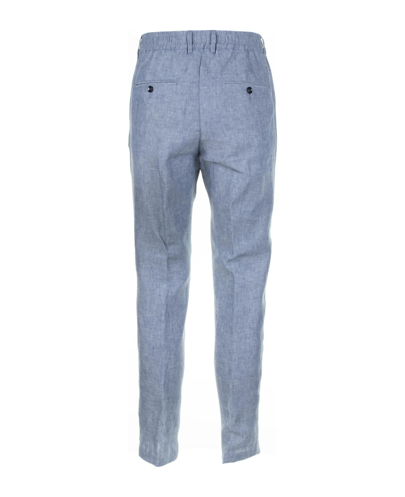 Cruna Mitte Blue Linen Trousers - POLVERE