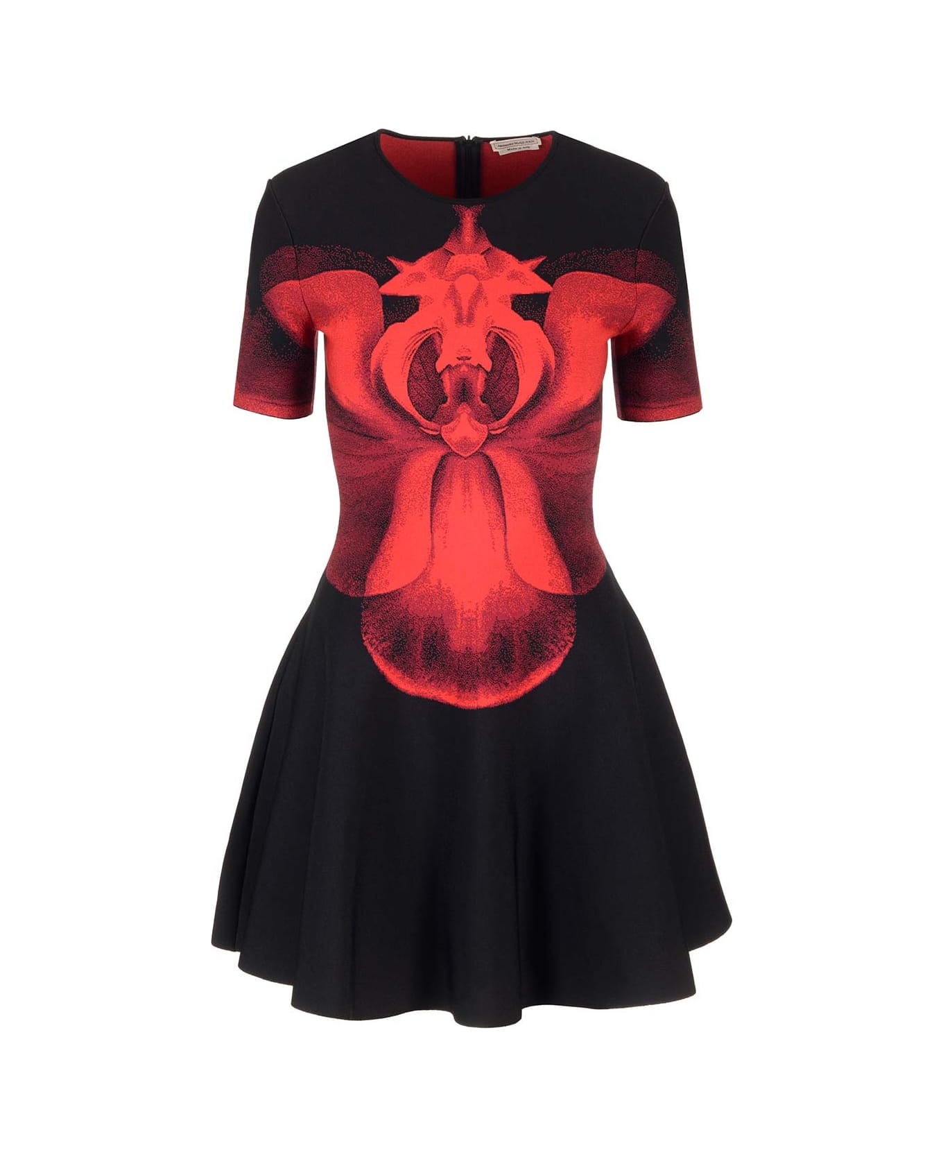 Alexander McQueen 'ethereal Orchid' Minidress - Black Red