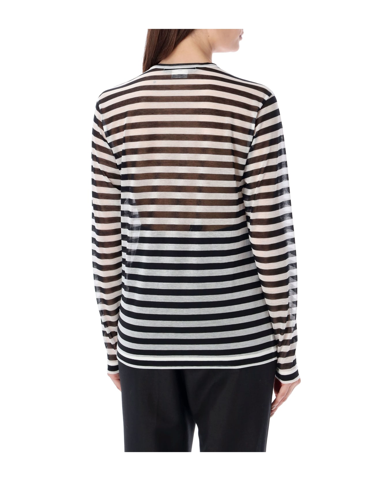 Junya Watanabe T-shirt Poly Stripes - BLACK WHITE Tシャツ